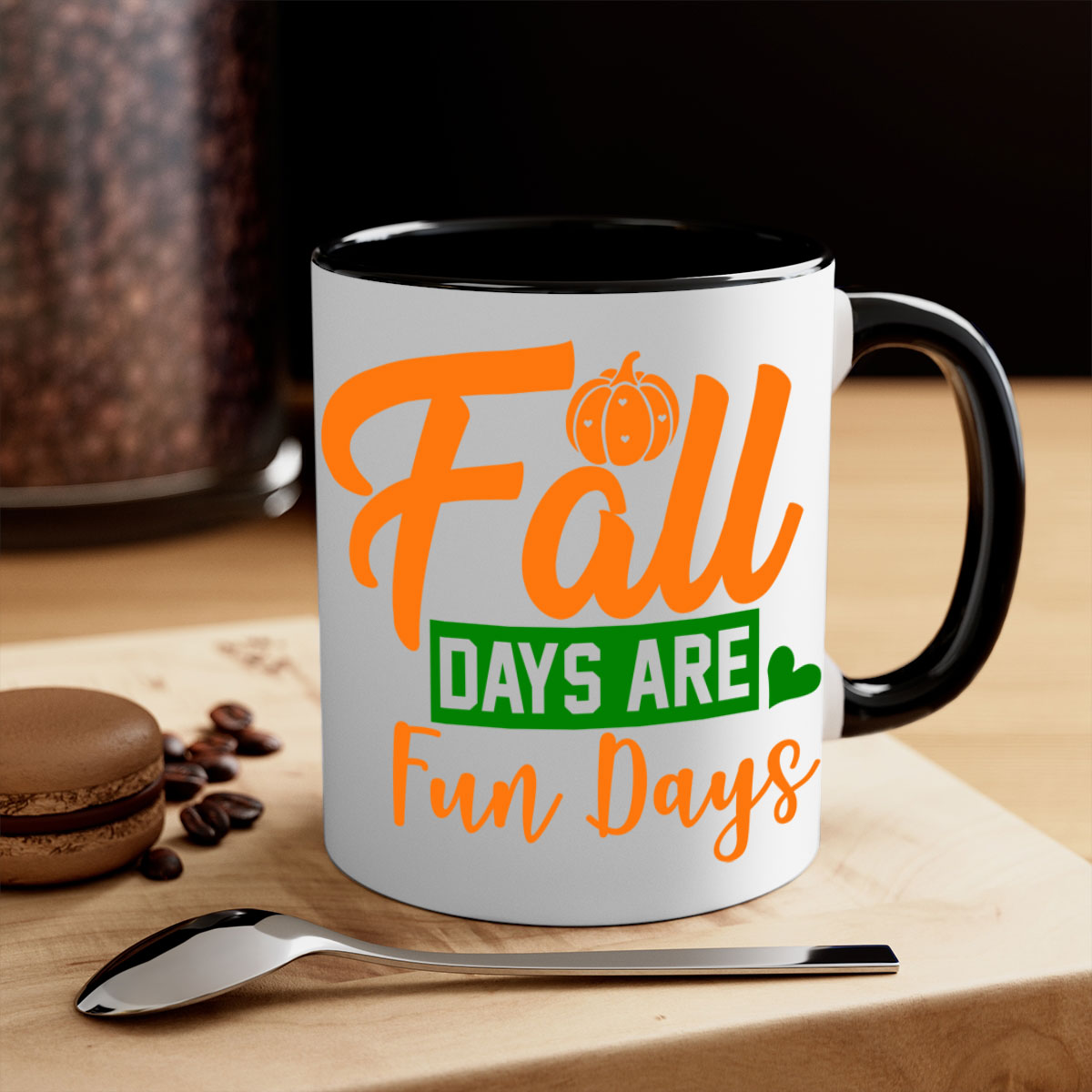 Fall Days Are Fun Days 96# Mug with colorful handle and glossy finish, perfect for coffee and tea lovers.