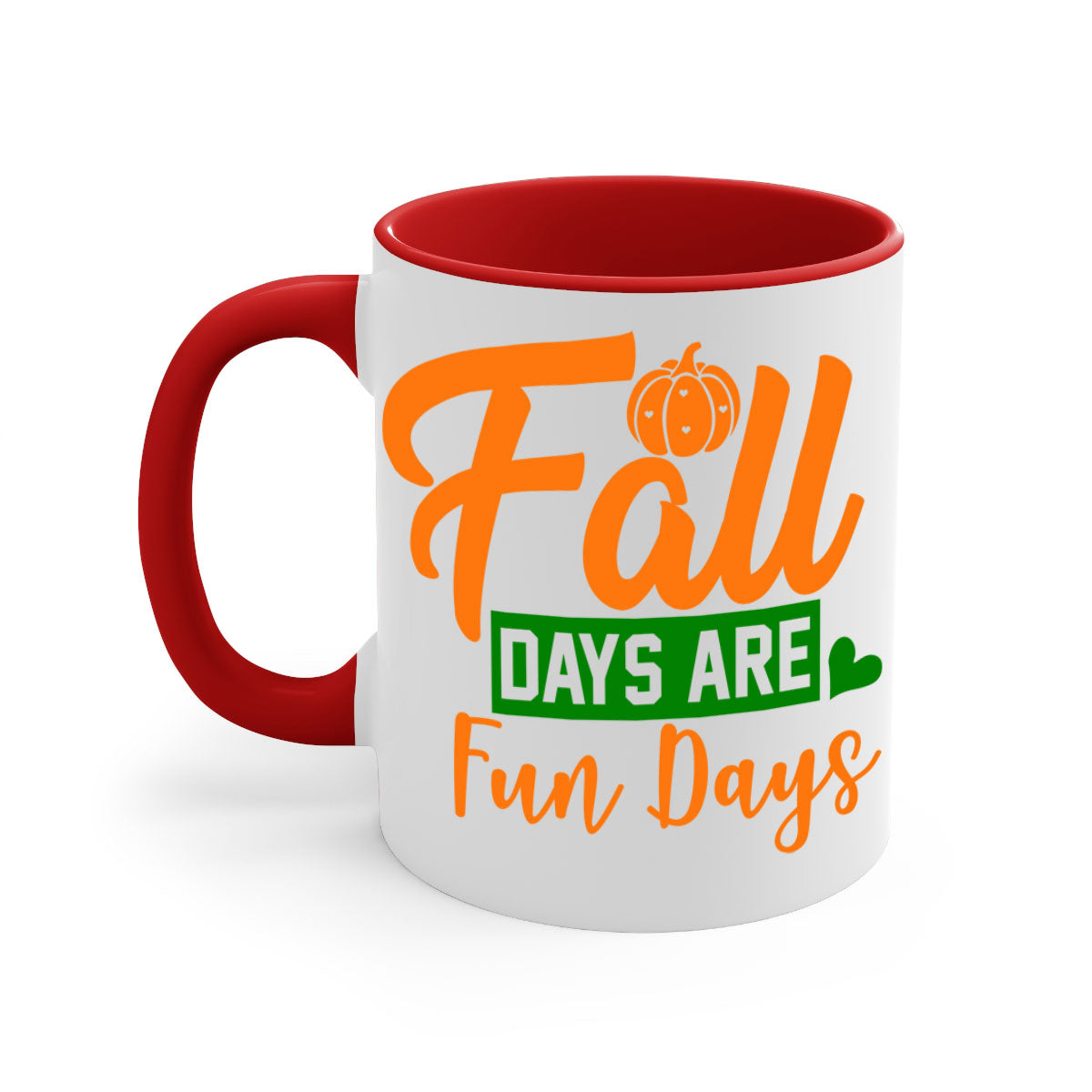 Fall Days Are Fun Days 96# Mug with colorful handle and glossy finish, perfect for coffee and tea lovers.