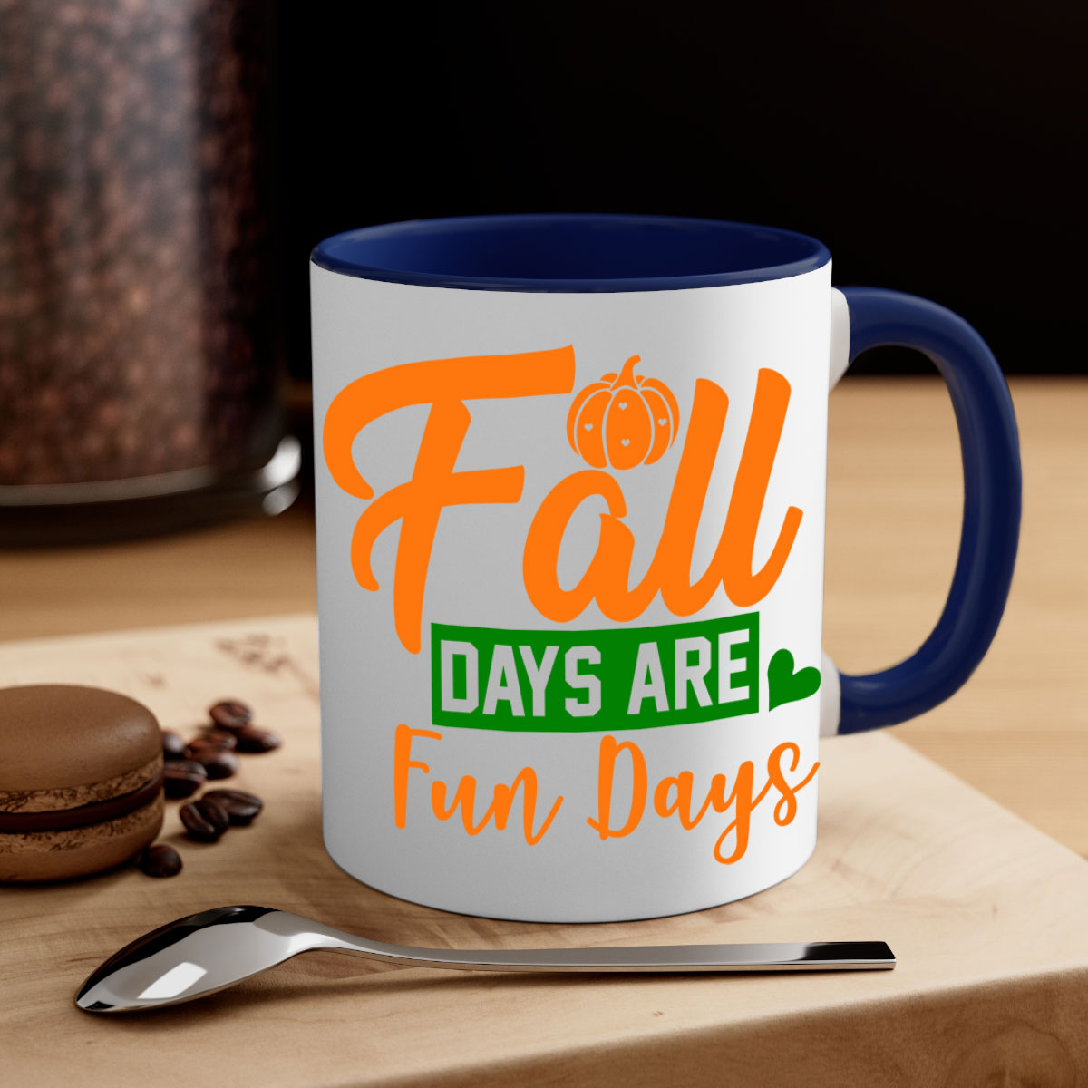 Fall Days Are Fun Days 96# Mug with colorful handle and glossy finish, perfect for coffee and tea lovers.