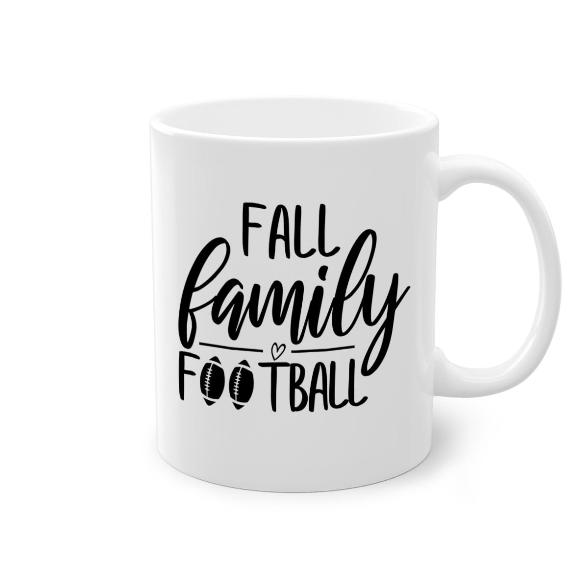 Fall Family Football Mug with colorful handle and glossy finish, perfect for autumn beverages.