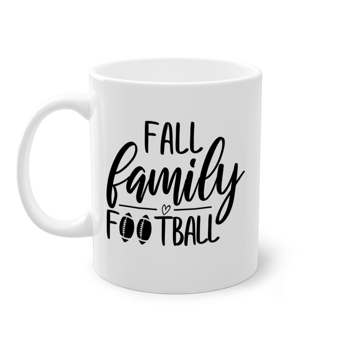 Fall Family Football Mug with colorful handle and glossy finish, perfect for autumn beverages.