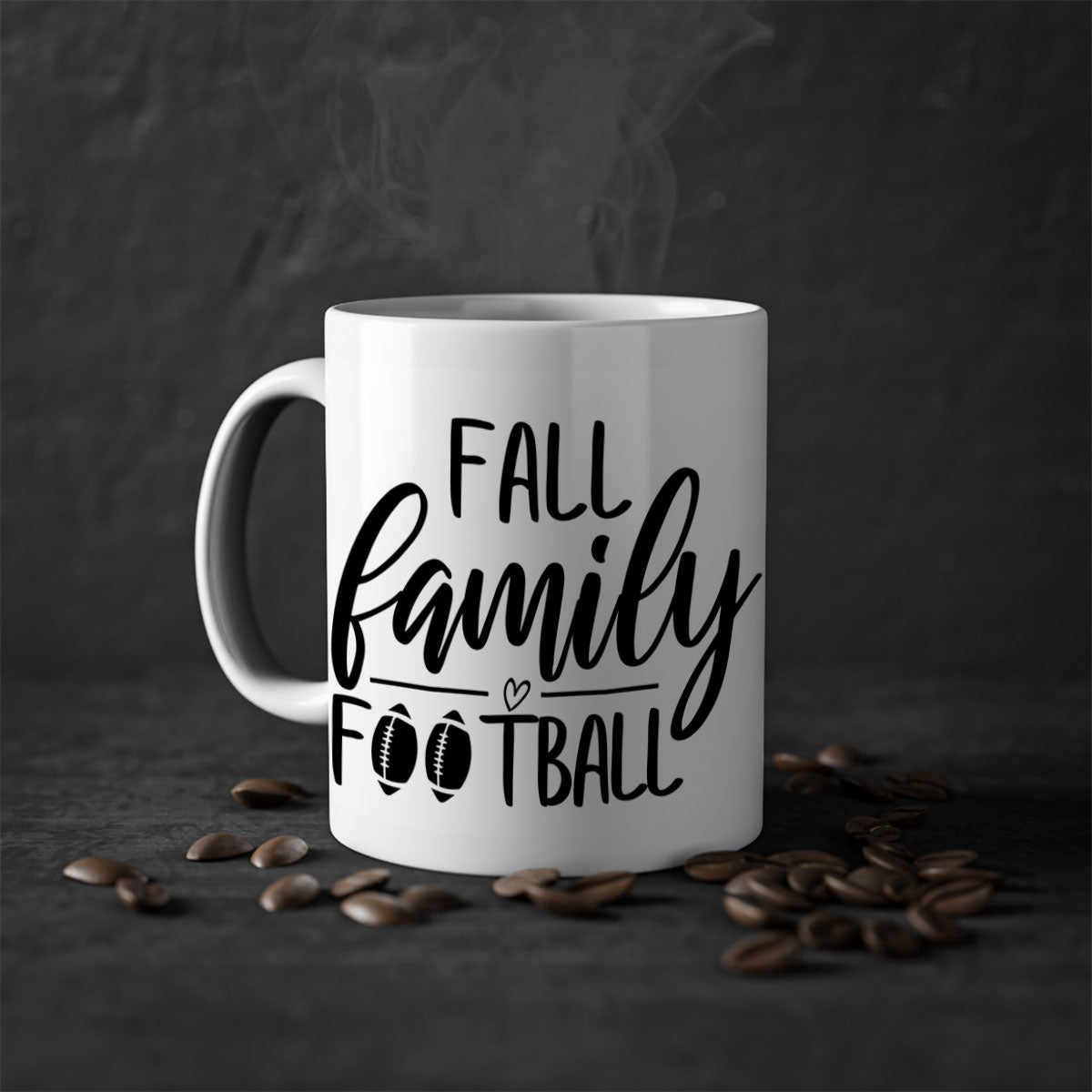 Fall Family Football Mug with colorful handle and glossy finish, perfect for autumn beverages.
