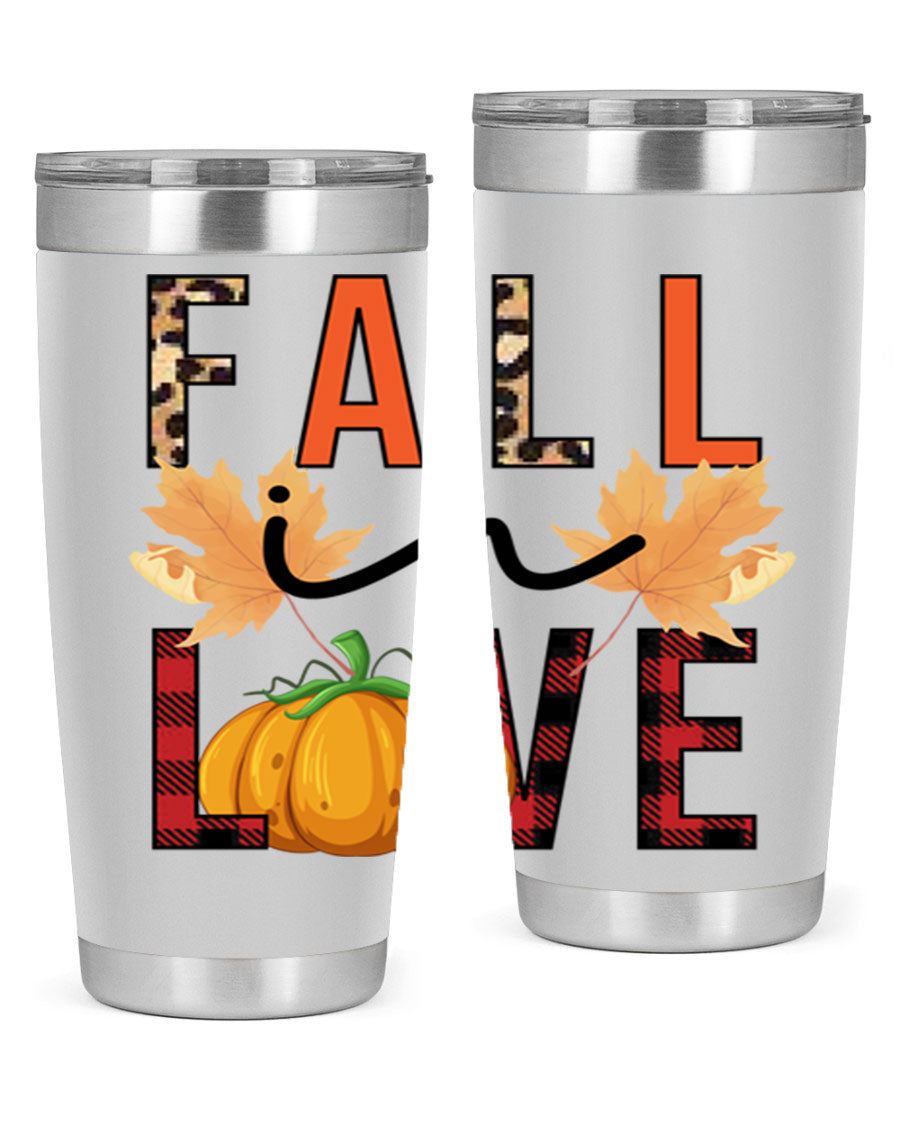 Fall in Love 104# Tumbler, a stylish 20oz double wall vacuum stainless steel tumbler with a copper lining and a drink-thru lid.