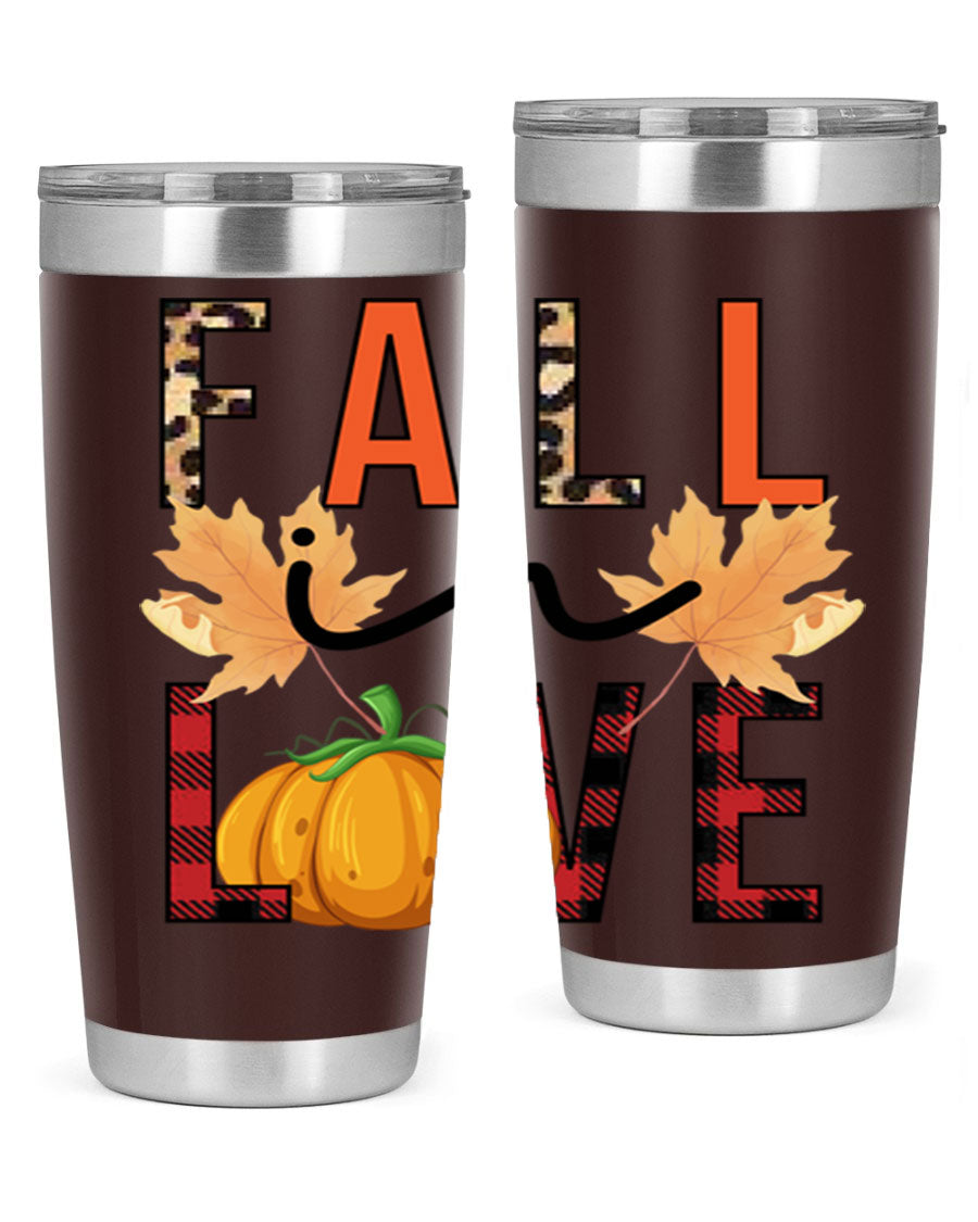 Fall in Love 104# Tumbler, a stylish 20oz double wall vacuum stainless steel tumbler with a copper lining and a drink-thru lid.