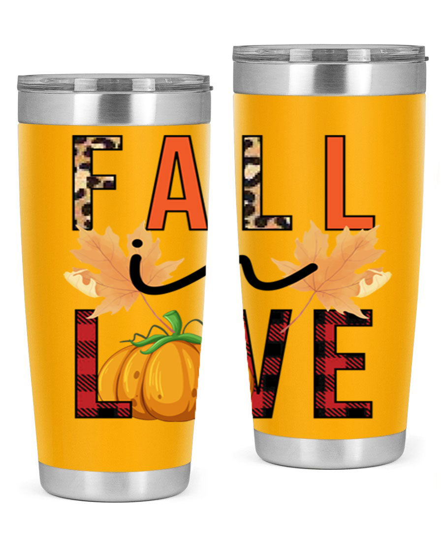 Fall in Love 104# Tumbler, a stylish 20oz double wall vacuum stainless steel tumbler with a copper lining and a drink-thru lid.