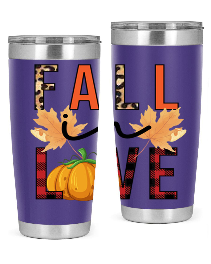 Fall in Love 104# Tumbler, a stylish 20oz double wall vacuum stainless steel tumbler with a copper lining and a drink-thru lid.