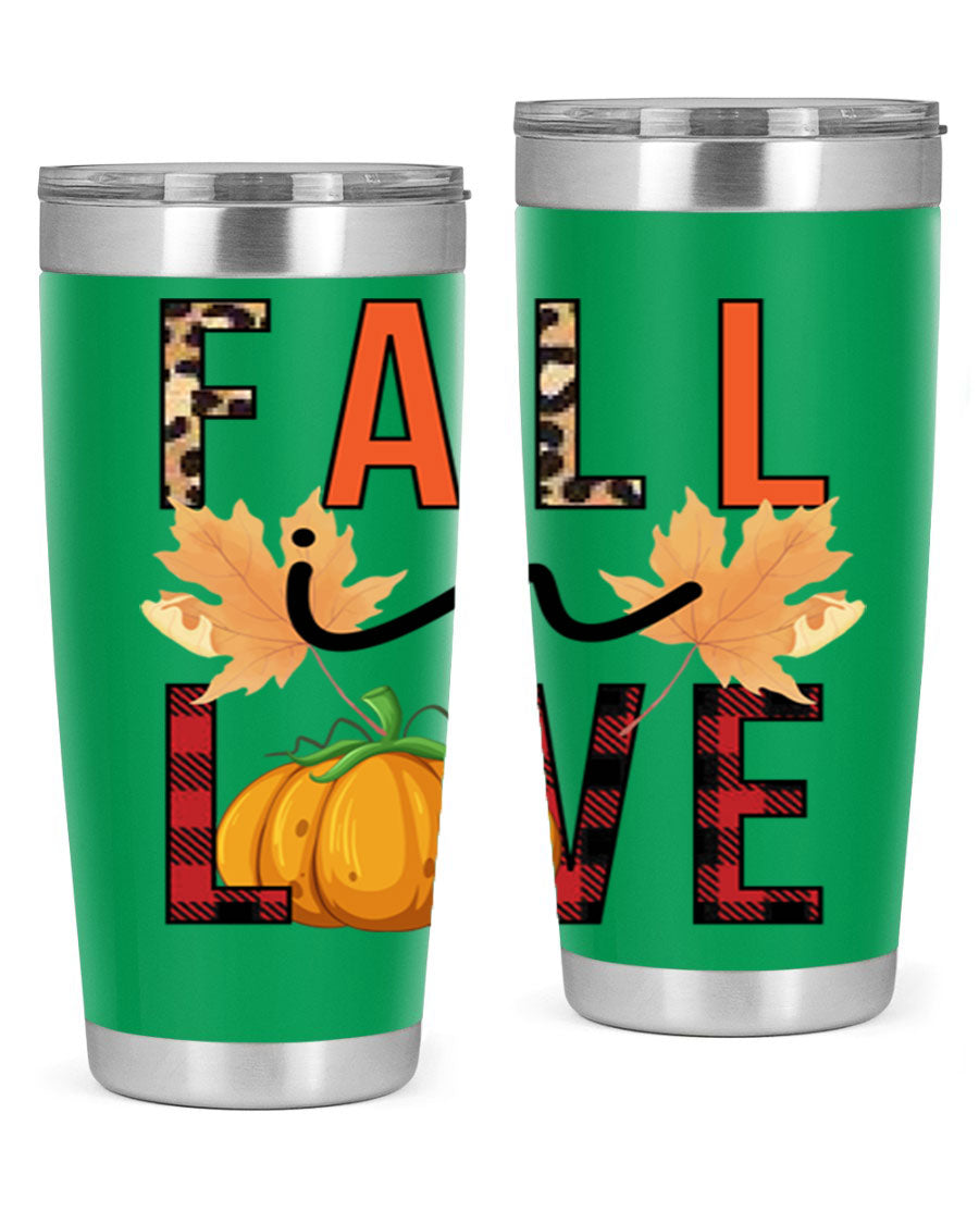 Fall in Love 104# Tumbler, a stylish 20oz double wall vacuum stainless steel tumbler with a copper lining and a drink-thru lid.