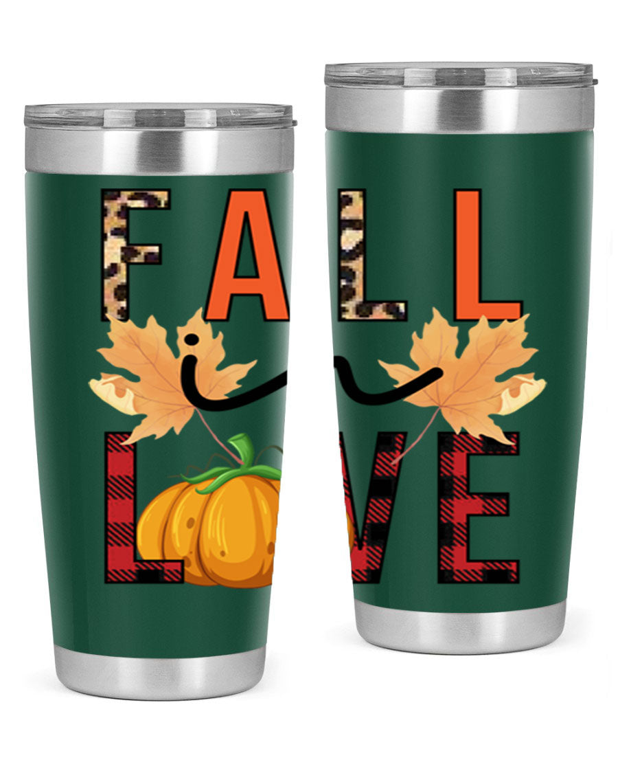 Fall in Love 104# Tumbler, a stylish 20oz double wall vacuum stainless steel tumbler with a copper lining and a drink-thru lid.