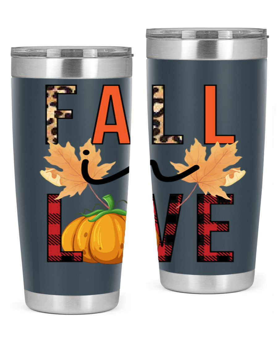 Fall in Love 104# Tumbler, a stylish 20oz double wall vacuum stainless steel tumbler with a copper lining and a drink-thru lid.