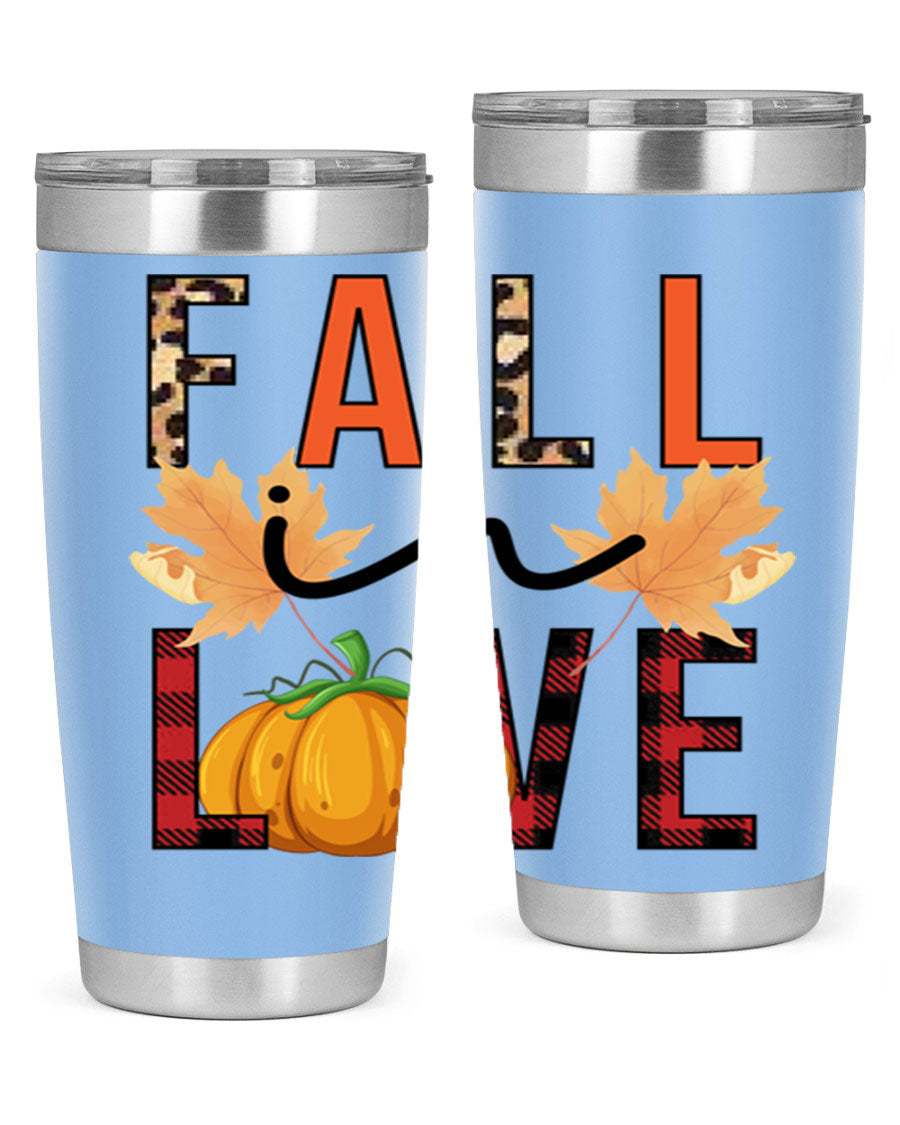 Fall in Love 104# Tumbler, a stylish 20oz double wall vacuum stainless steel tumbler with a copper lining and a drink-thru lid.