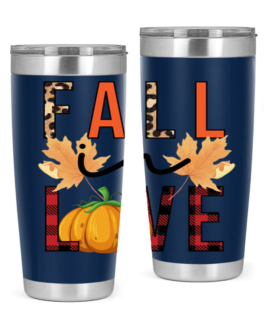 Fall in Love 104# Tumbler, a stylish 20oz double wall vacuum stainless steel tumbler with a copper lining and a drink-thru lid.