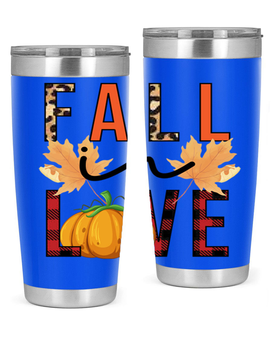 Fall in Love 104# Tumbler, a stylish 20oz double wall vacuum stainless steel tumbler with a copper lining and a drink-thru lid.