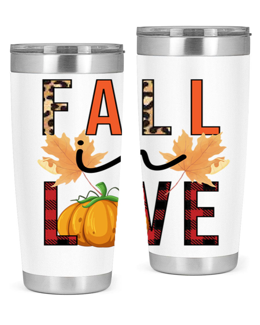 Fall in Love 104# Tumbler, a stylish 20oz double wall vacuum stainless steel tumbler with a copper lining and a drink-thru lid.