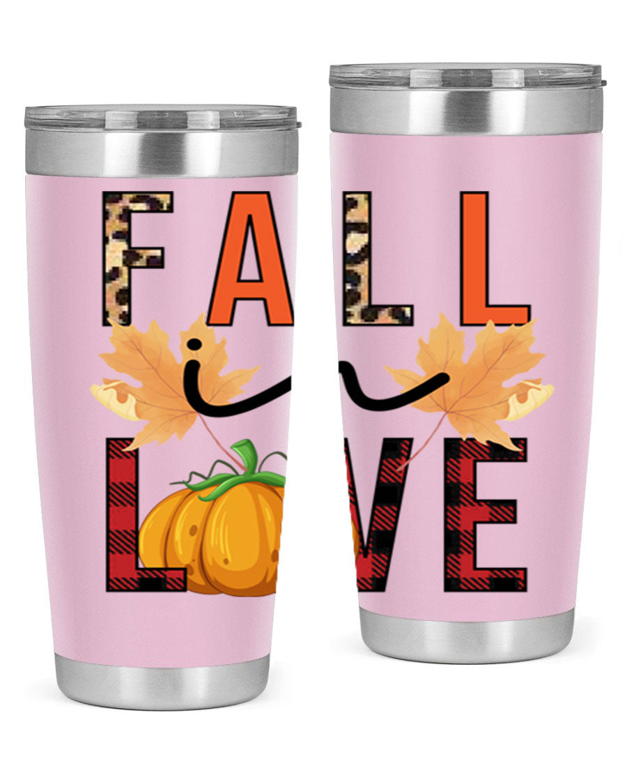 Fall in Love 104# Tumbler, a stylish 20oz double wall vacuum stainless steel tumbler with a copper lining and a drink-thru lid.