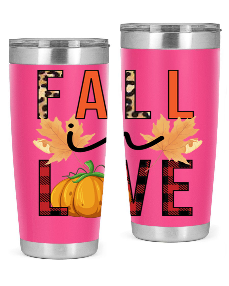 Fall in Love 104# Tumbler, a stylish 20oz double wall vacuum stainless steel tumbler with a copper lining and a drink-thru lid.