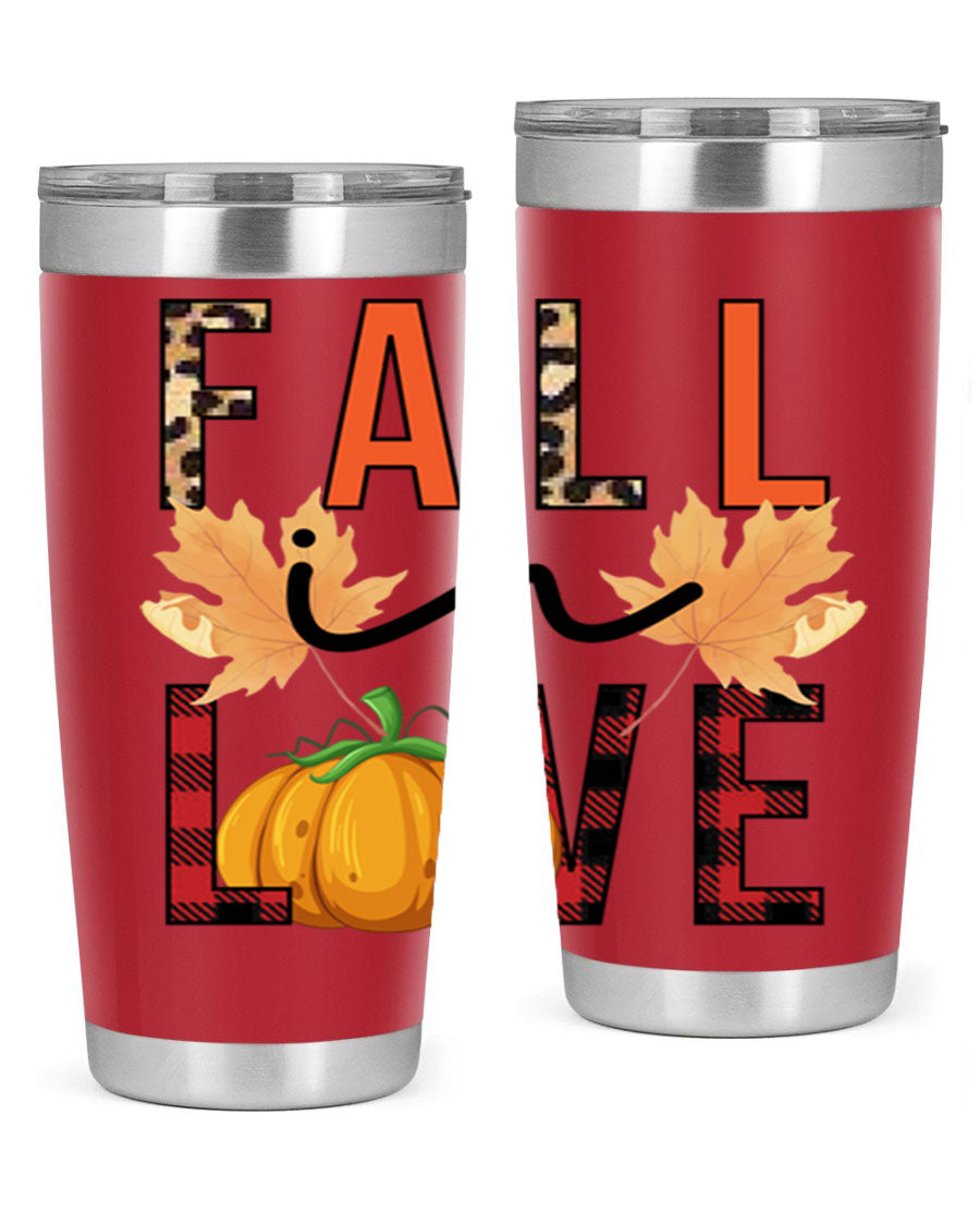 Fall in Love 104# Tumbler, a stylish 20oz double wall vacuum stainless steel tumbler with a copper lining and a drink-thru lid.