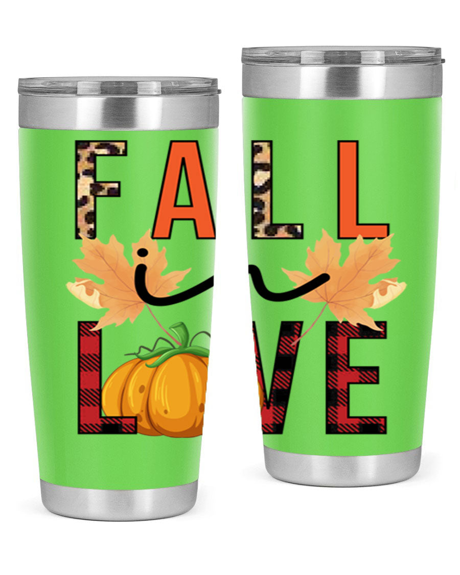 Fall in Love 104# Tumbler, a stylish 20oz double wall vacuum stainless steel tumbler with a copper lining and a drink-thru lid.