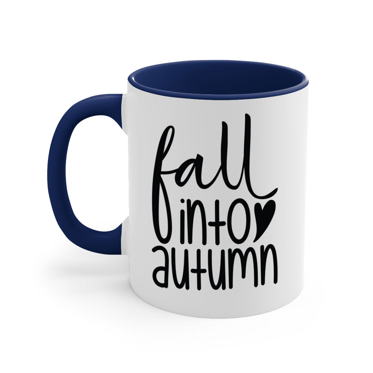 Fall Into Autumn 106# Mug with two-tone design, featuring a colored handle and glossy finish, available in multiple colors.