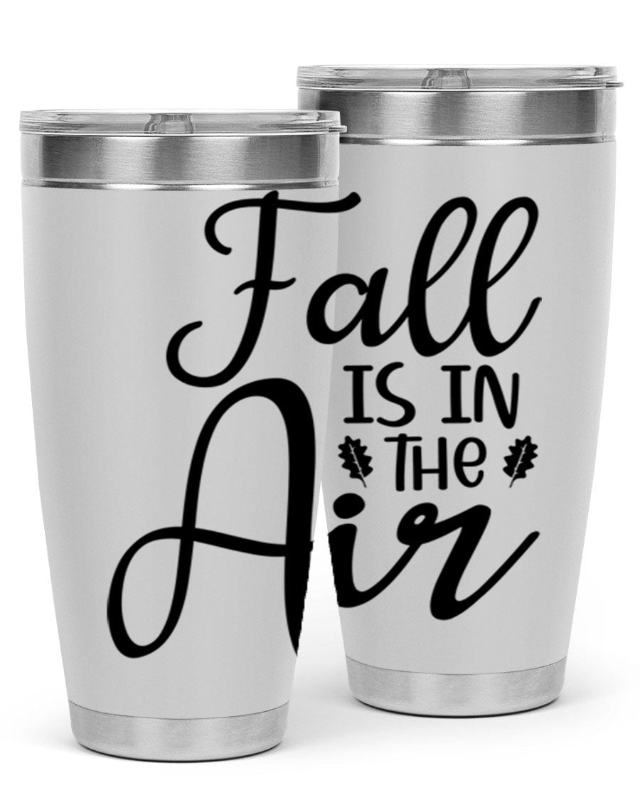 Fall Is In The Air 20oz Tumbler featuring double wall vacuum stainless steel with copper lining, designed for hot and cold beverages.