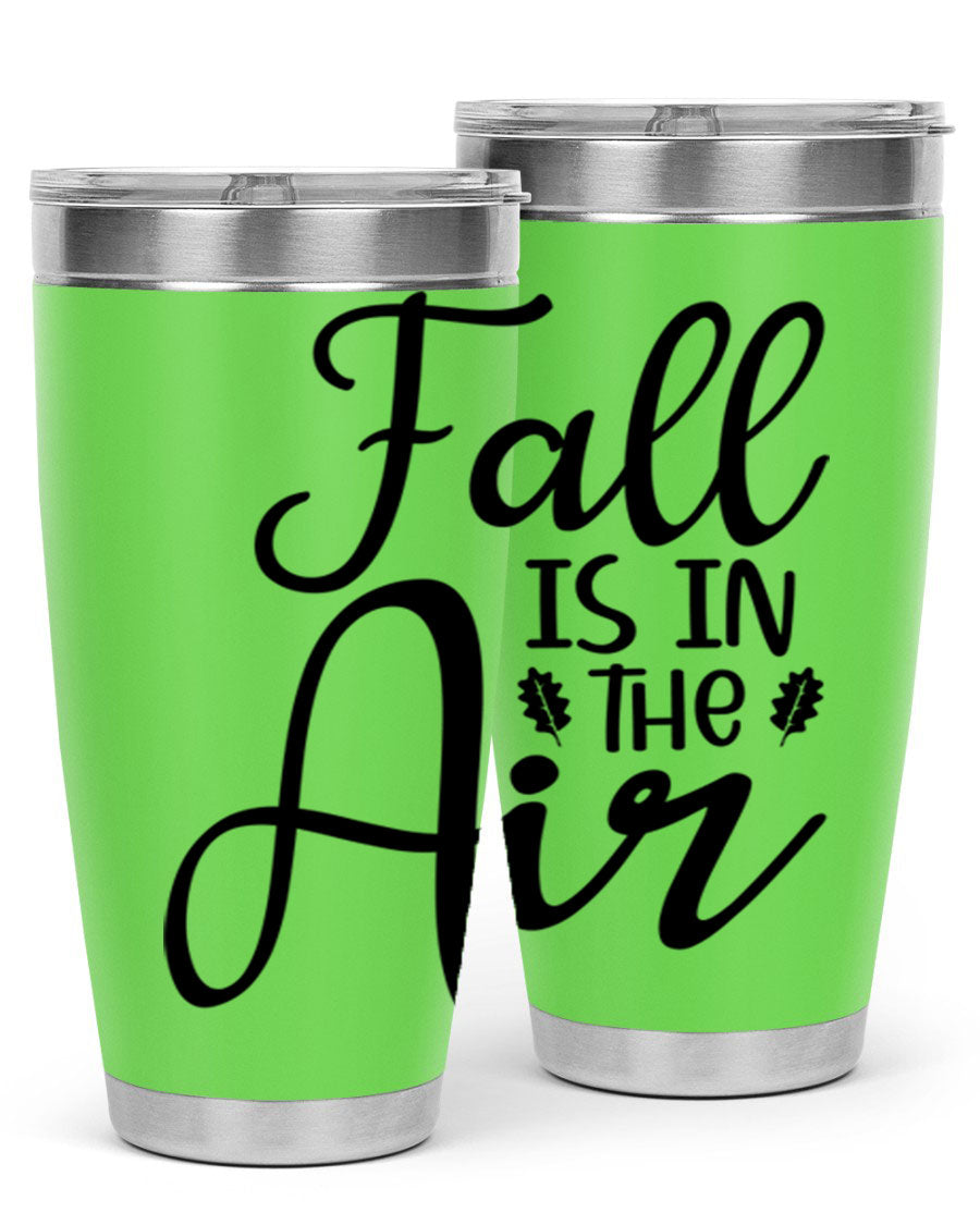 Fall Is In The Air 20oz Tumbler featuring double wall vacuum stainless steel with copper lining, designed for hot and cold beverages.
