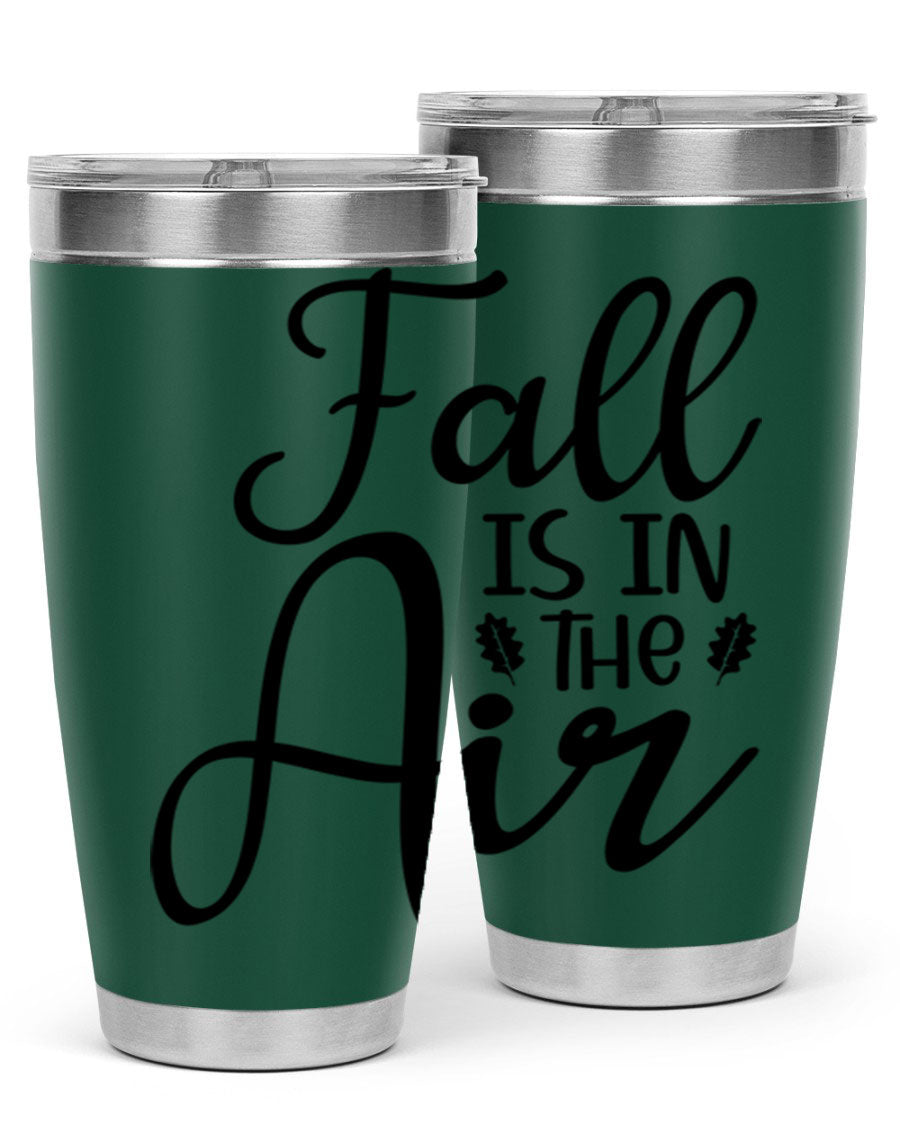 Fall Is In The Air 20oz Tumbler featuring double wall vacuum stainless steel with copper lining, designed for hot and cold beverages.