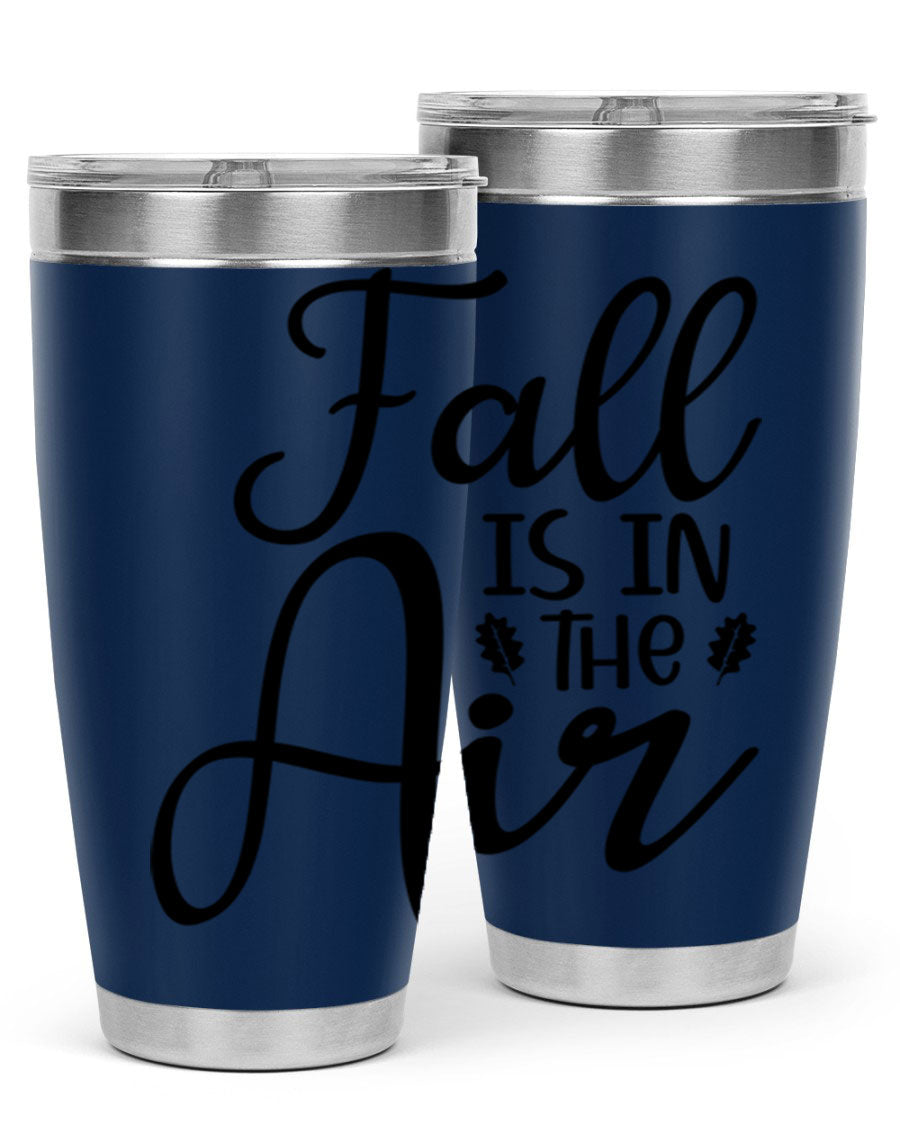 Fall Is In The Air 20oz Tumbler featuring double wall vacuum stainless steel with copper lining, designed for hot and cold beverages.