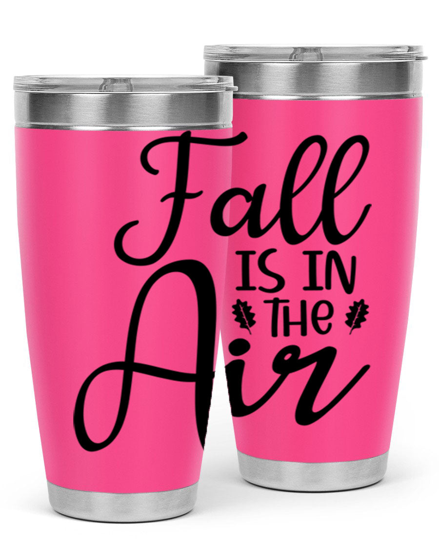 Fall Is In The Air 20oz Tumbler featuring double wall vacuum stainless steel with copper lining, designed for hot and cold beverages.