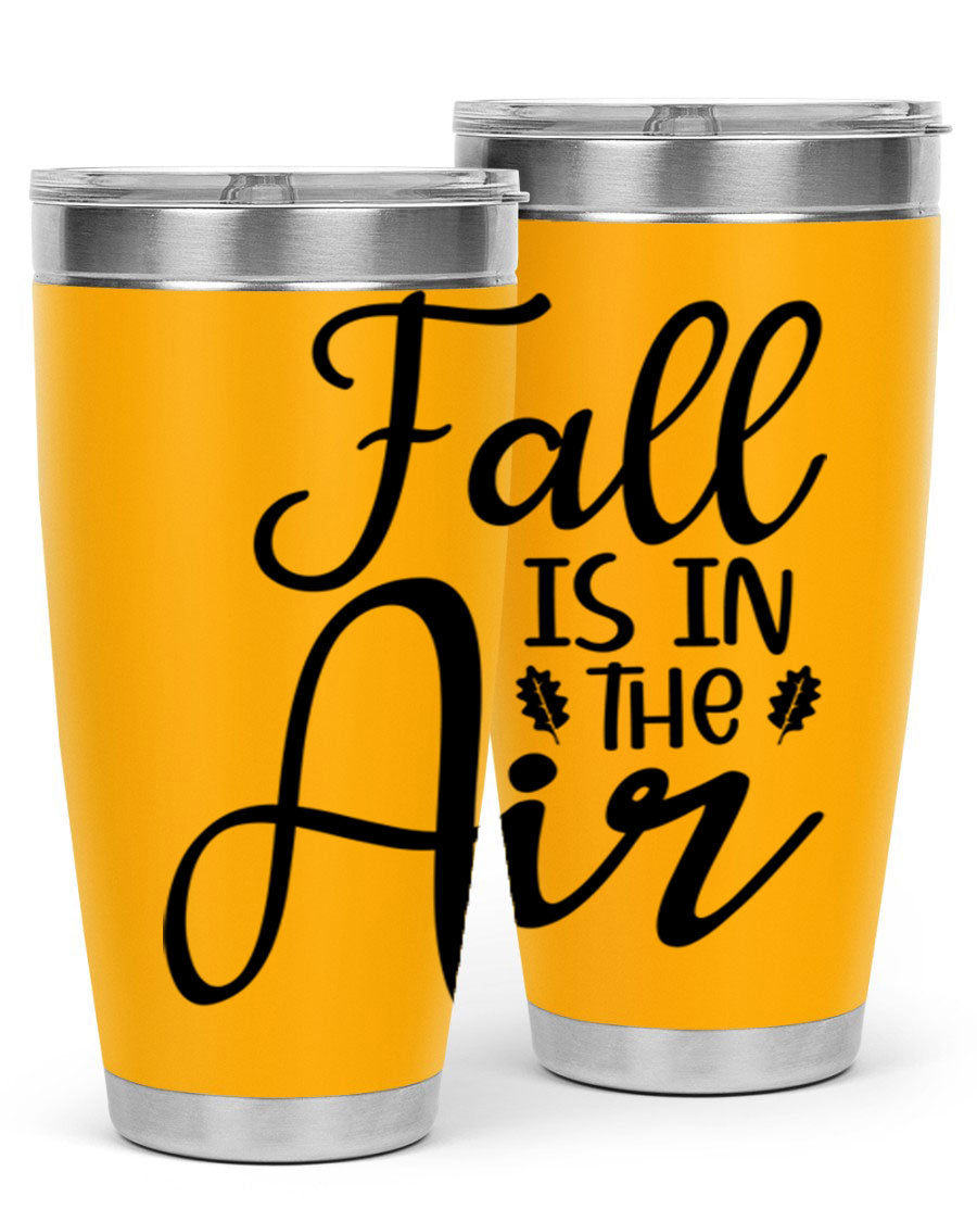 Fall Is In The Air 20oz Tumbler featuring double wall vacuum stainless steel with copper lining, designed for hot and cold beverages.