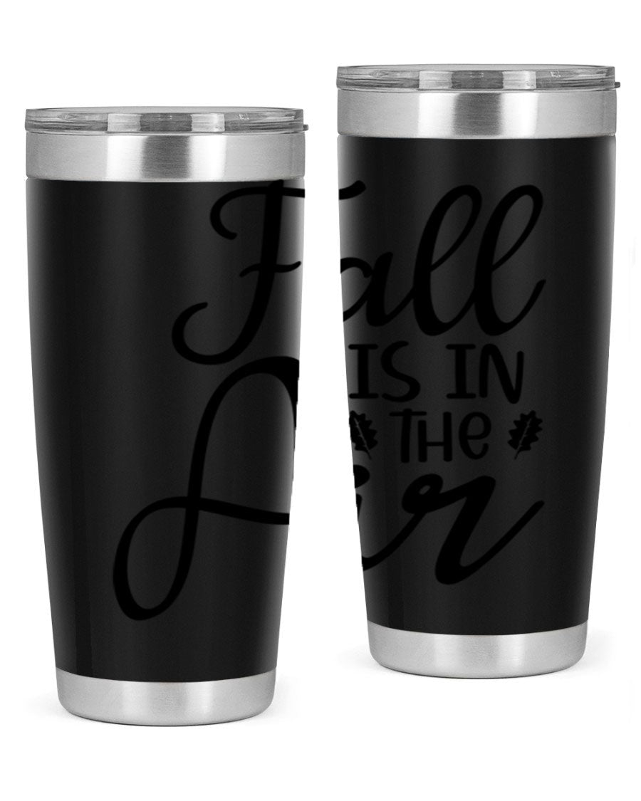 Fall Is In The Air 20oz Tumbler featuring double wall vacuum stainless steel with copper lining, designed for hot and cold beverages.