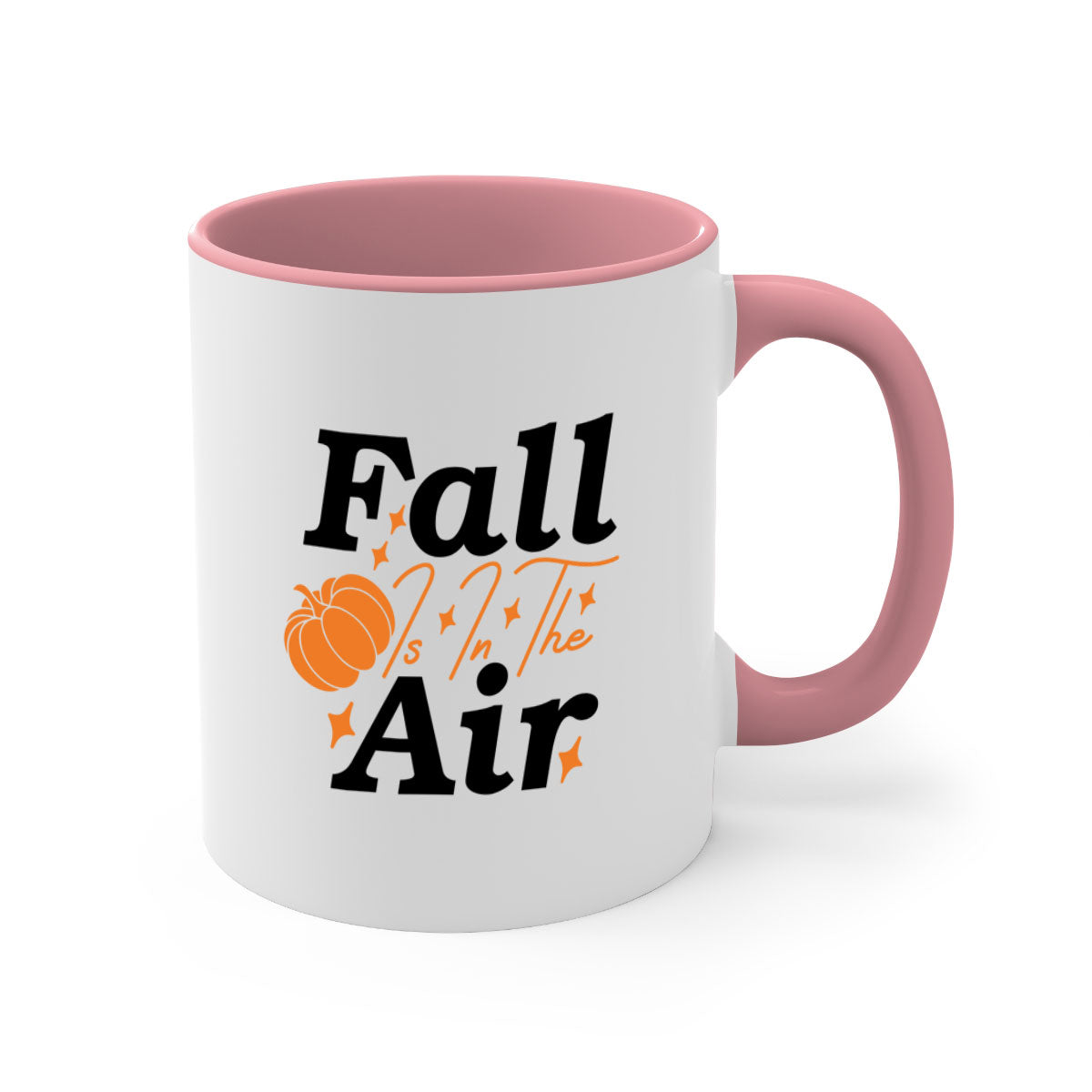 Fall Is In The Air 114# Mug featuring a glossy finish with a colored handle and interior, available in multiple colors and sizes.