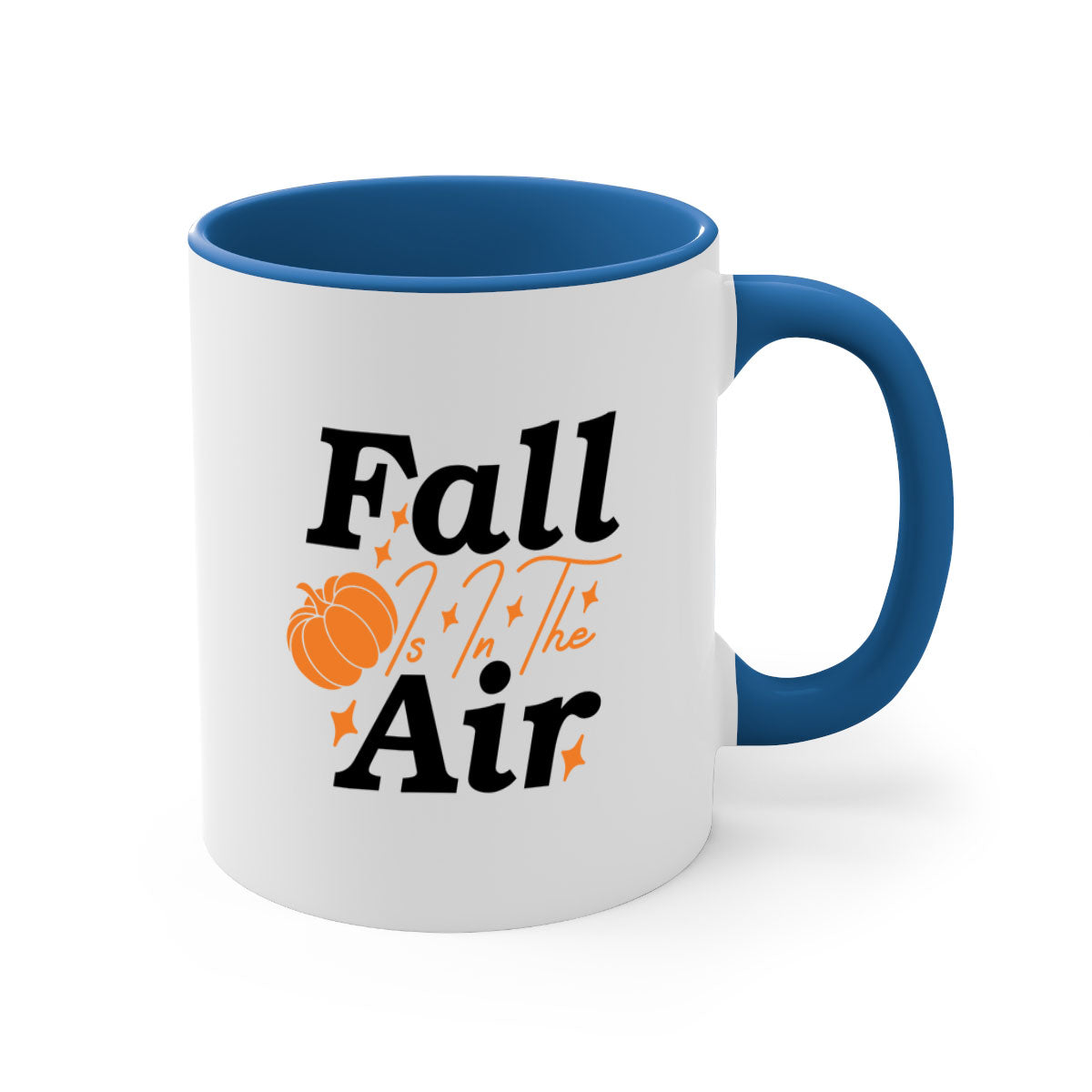 Fall Is In The Air 114# Mug featuring a glossy finish with a colored handle and interior, available in multiple colors and sizes.