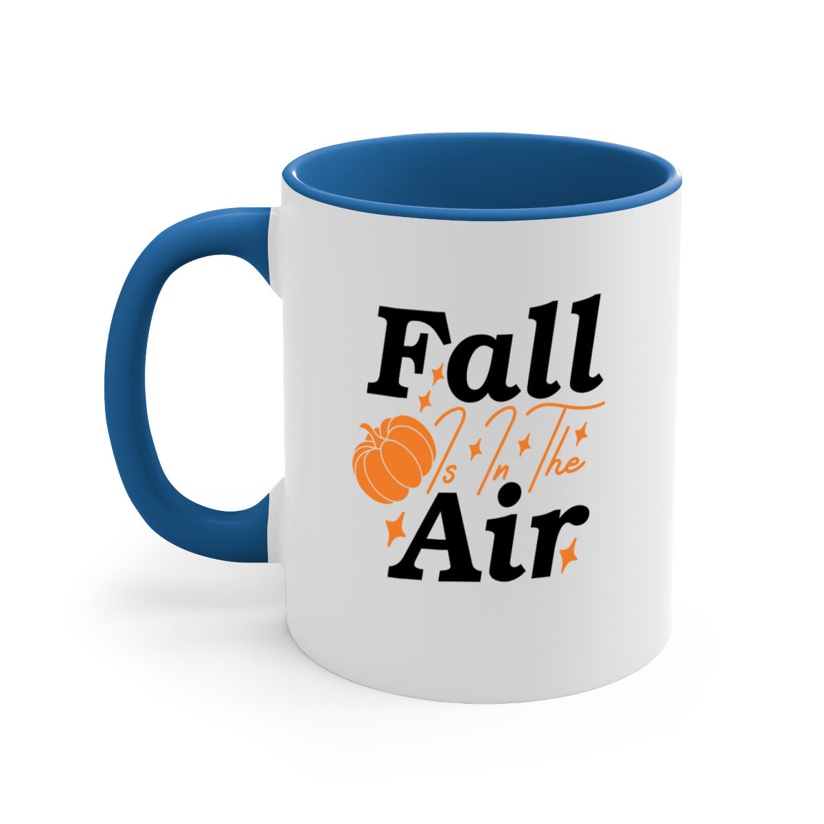 Fall Is In The Air 114# Mug featuring a glossy finish with a colored handle and interior, available in multiple colors and sizes.