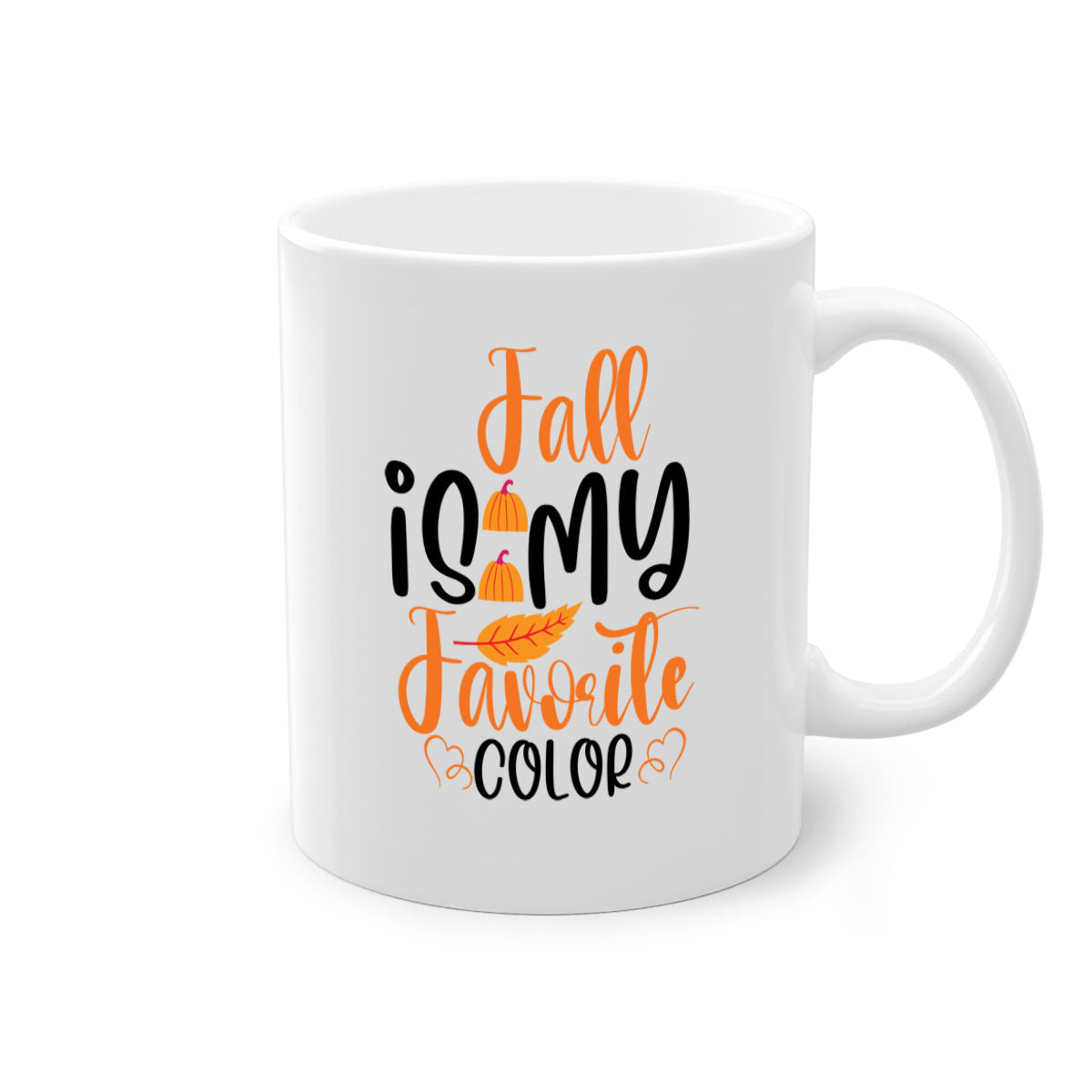 Fall Is My Favorite Color Mug with a glossy finish, featuring a colored handle and interior, available in multiple colors.