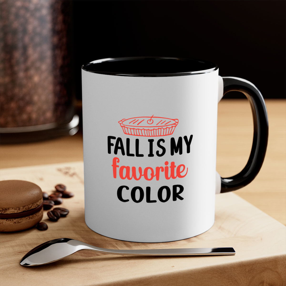 A stylish two-tone ceramic coffee mug with a colored handle and glossy finish, available in multiple colors.