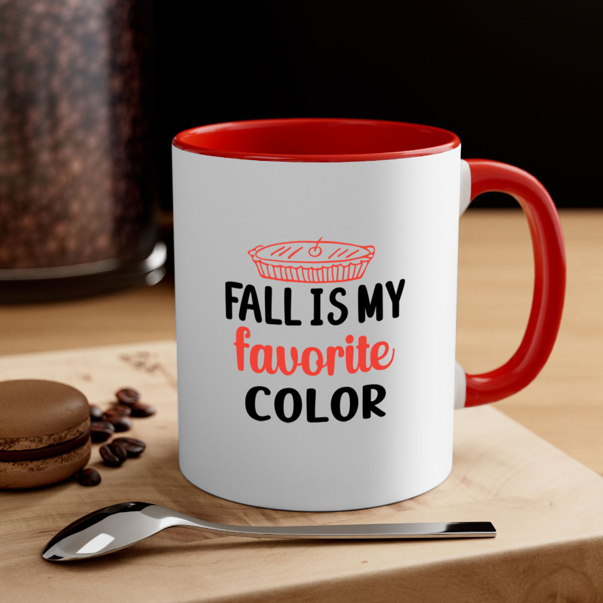 A stylish two-tone ceramic coffee mug with a colored handle and glossy finish, available in multiple colors.