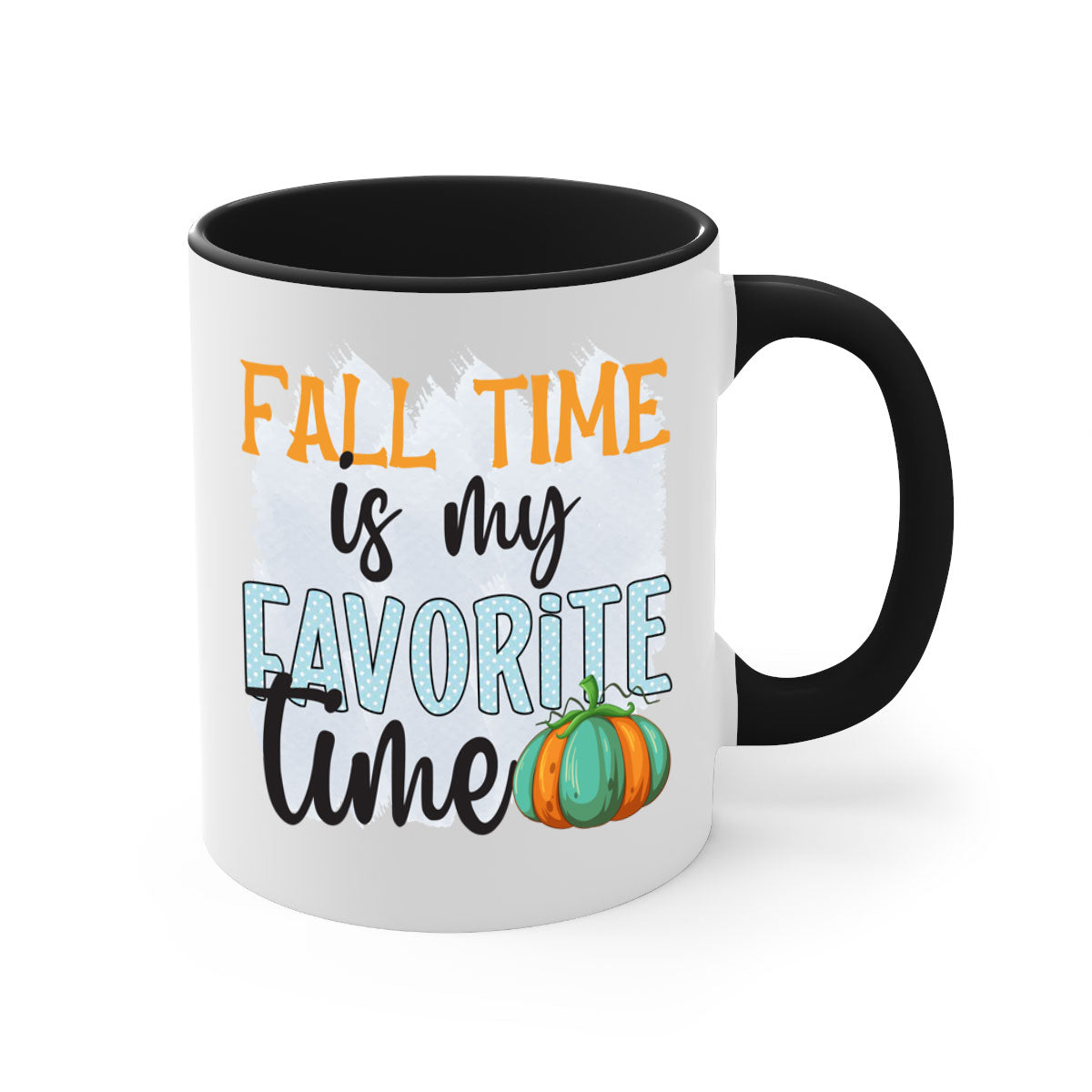 Fall Time is My Favorite Time Mug with a glossy finish, featuring a colored handle and interior, available in five colors.
