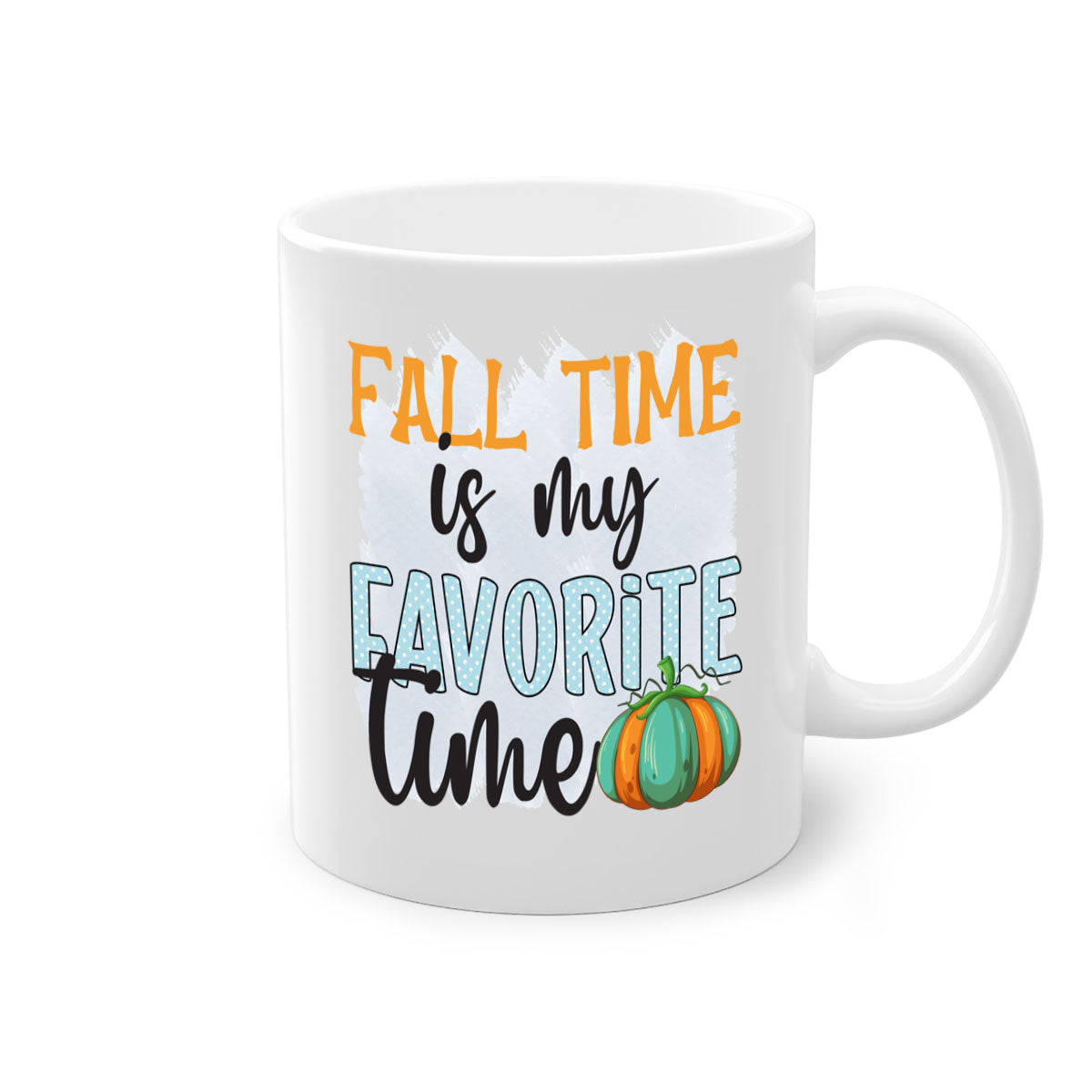 Fall Time is My Favorite Time Mug with a glossy finish, featuring a colored handle and interior, available in five colors.