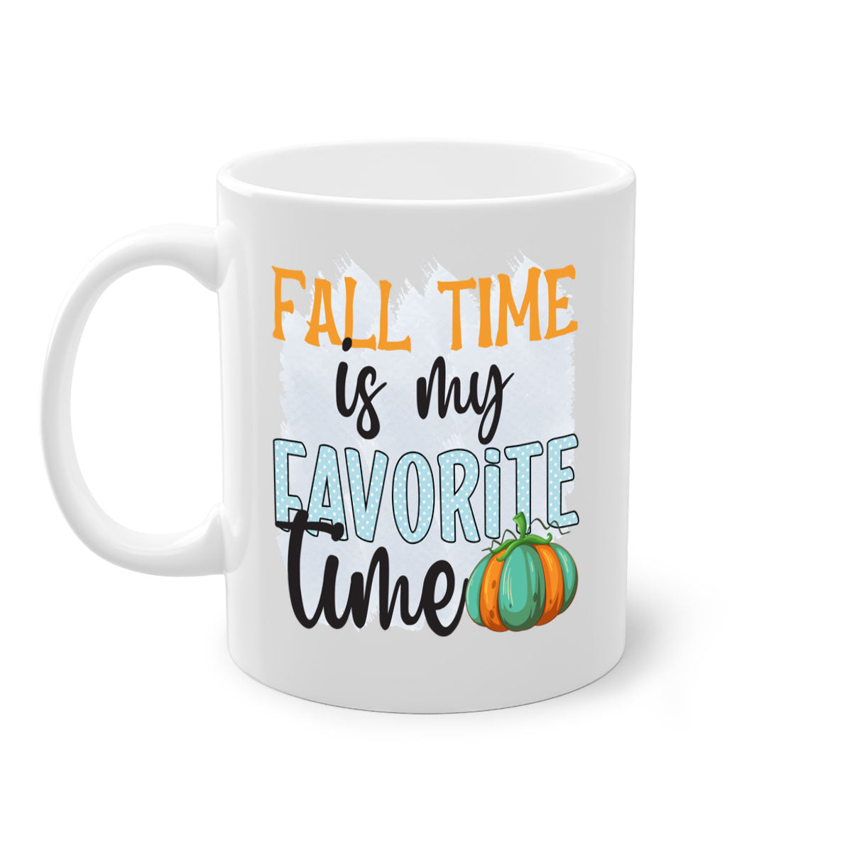 Fall Time is My Favorite Time Mug with a glossy finish, featuring a colored handle and interior, available in five colors.
