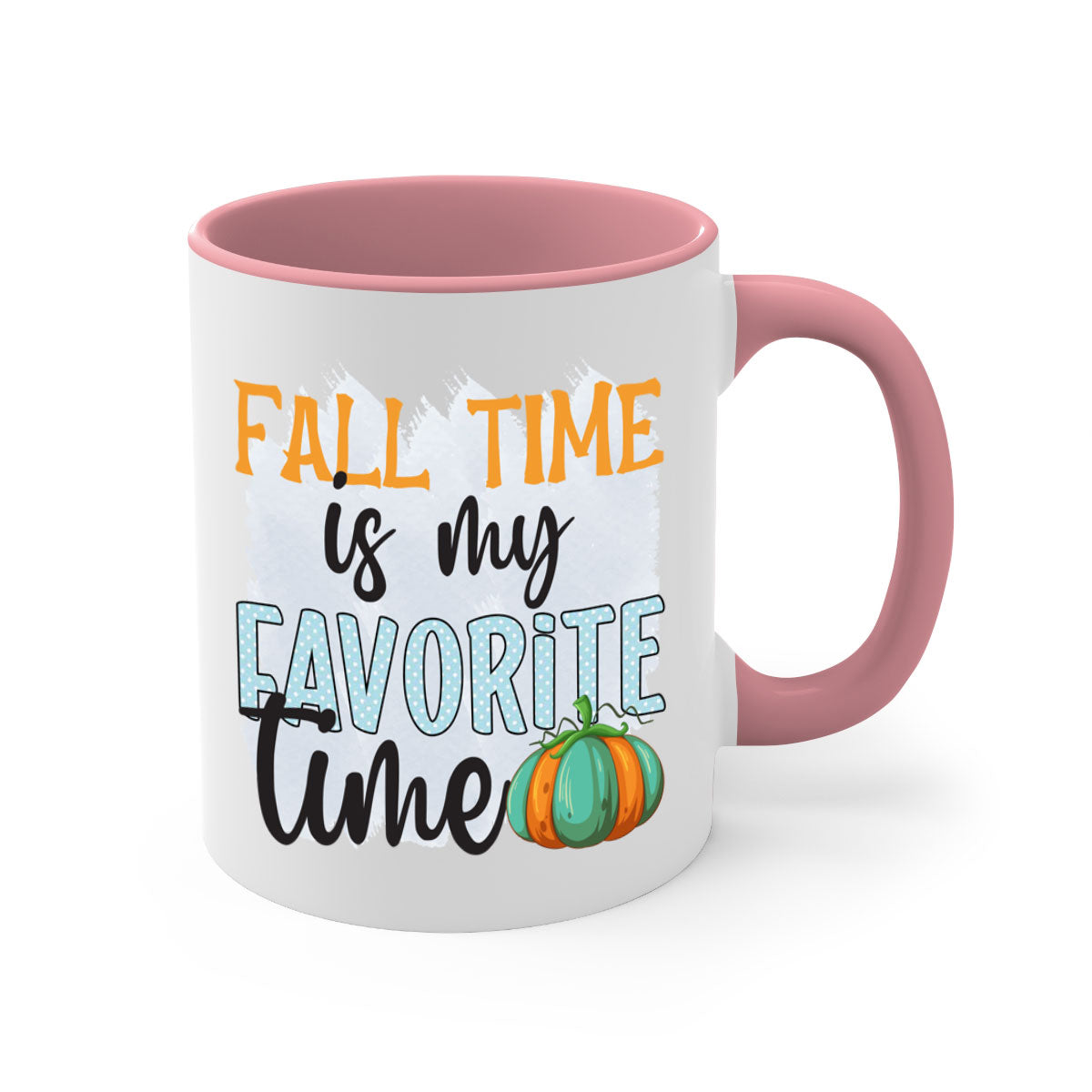 Fall Time is My Favorite Time Mug with a glossy finish, featuring a colored handle and interior, available in five colors.