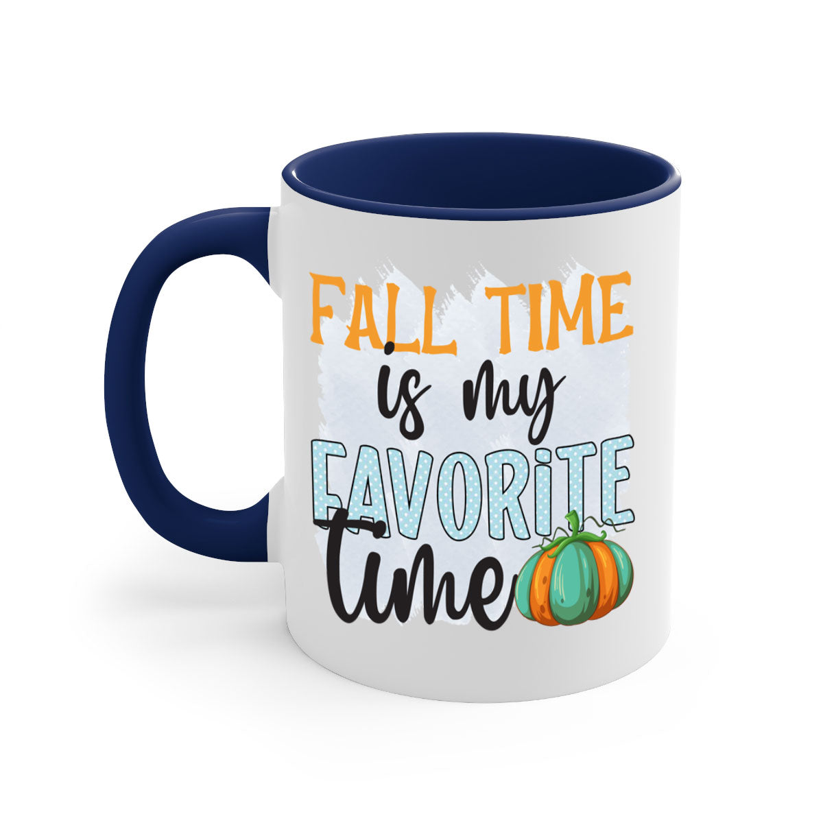Fall Time is My Favorite Time Mug with a glossy finish, featuring a colored handle and interior, available in five colors.