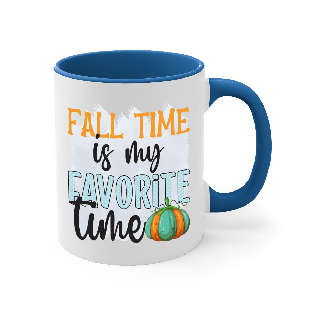 Fall Time is My Favorite Time Mug with a glossy finish, featuring a colored handle and interior, available in five colors.