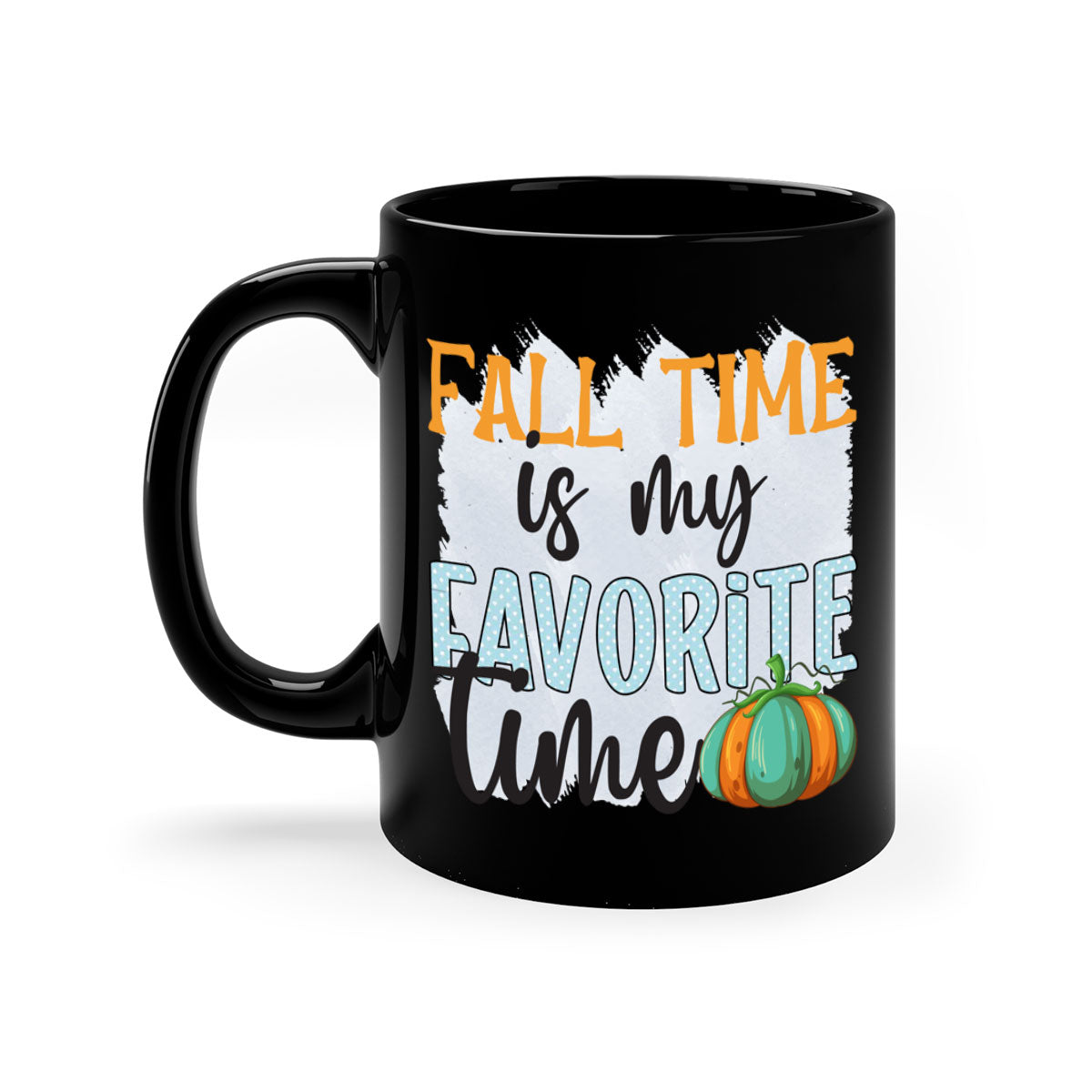 Fall Time is My Favorite Time Mug with a glossy finish, featuring a colored handle and interior, available in five colors.
