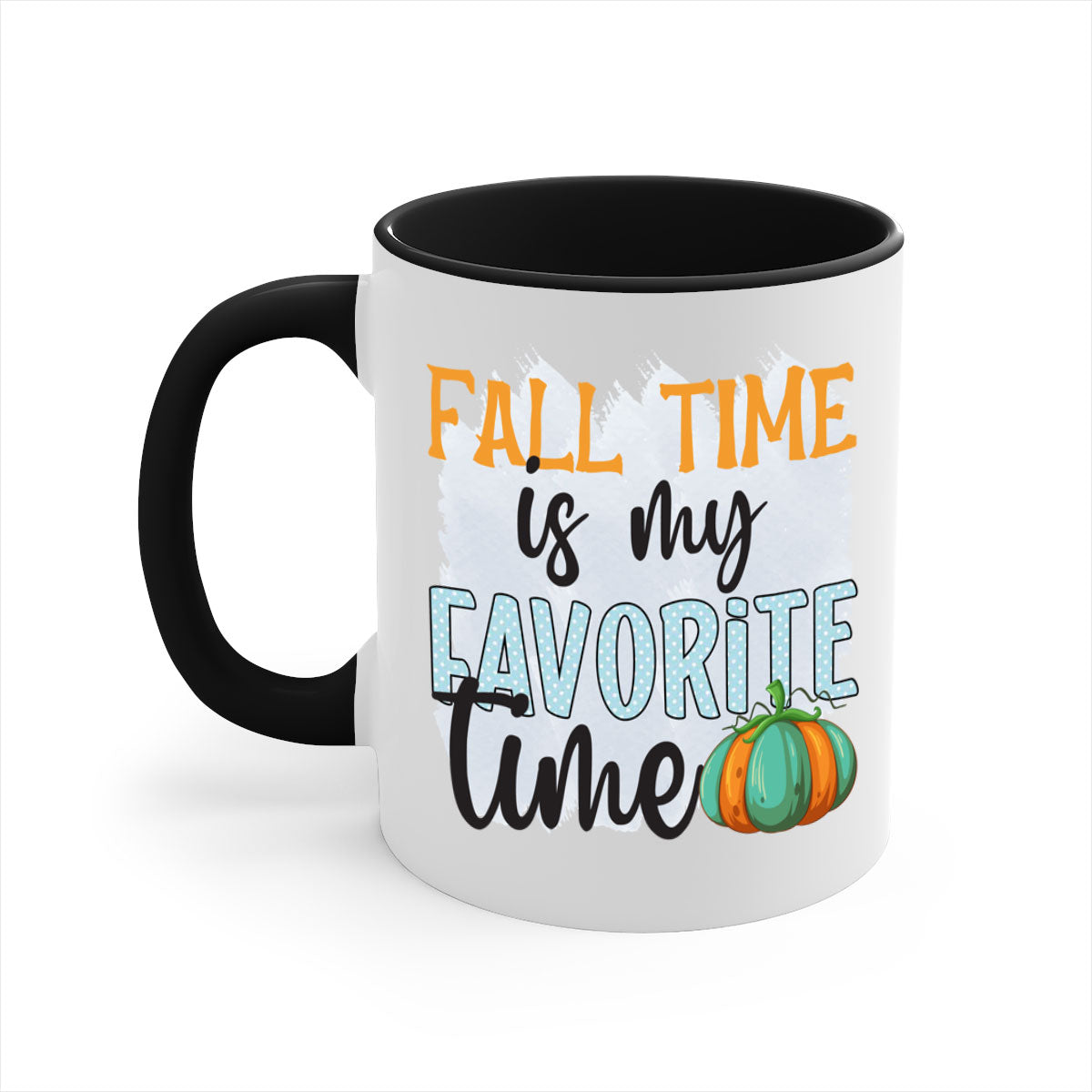 Fall Time is My Favorite Time Mug with a glossy finish, featuring a colored handle and interior, available in five colors.