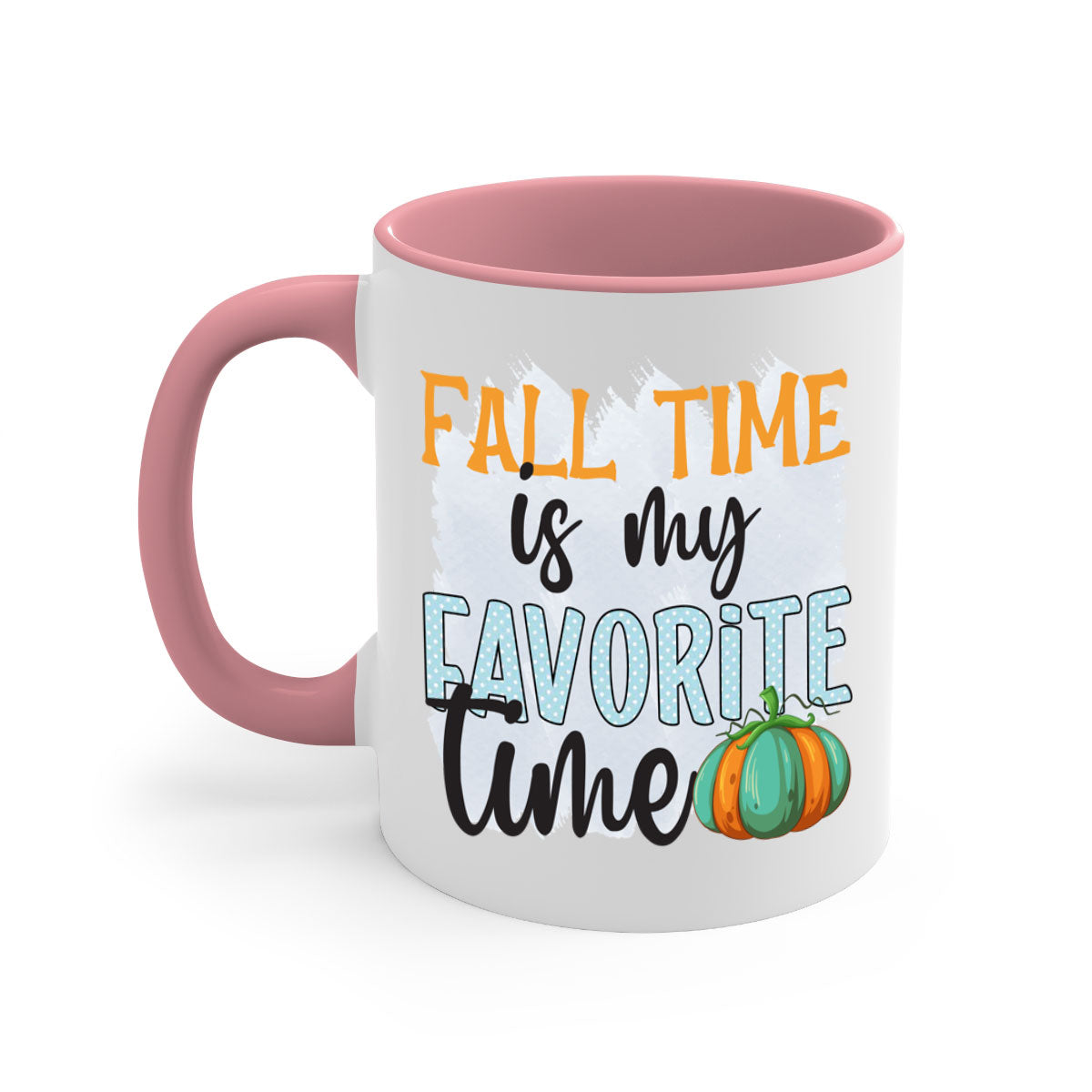 Fall Time is My Favorite Time Mug with a glossy finish, featuring a colored handle and interior, available in five colors.