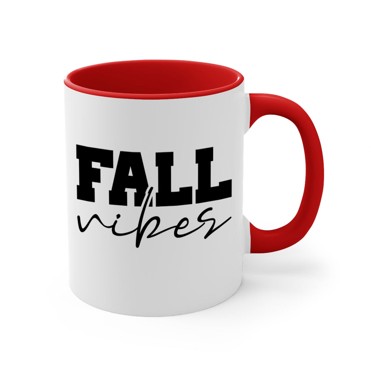 Fall Vibes 136# Mug featuring a two-tone design with a colored handle and glossy finish, available in multiple colors.