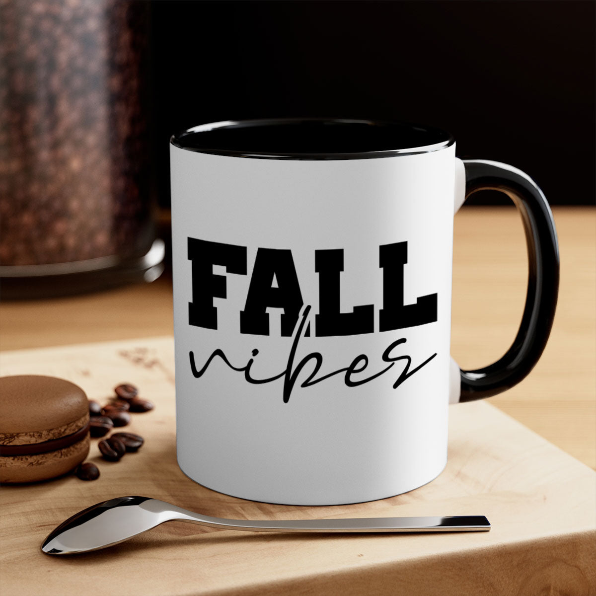 Fall Vibes 136# Mug featuring a two-tone design with a colored handle and glossy finish, available in multiple colors.