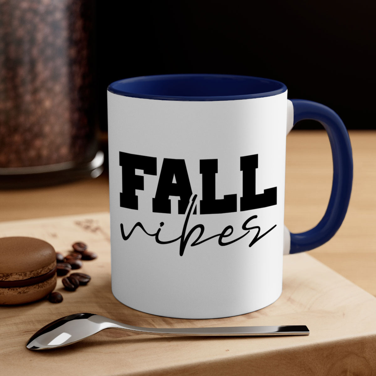 Fall Vibes 136# Mug featuring a two-tone design with a colored handle and glossy finish, available in multiple colors.