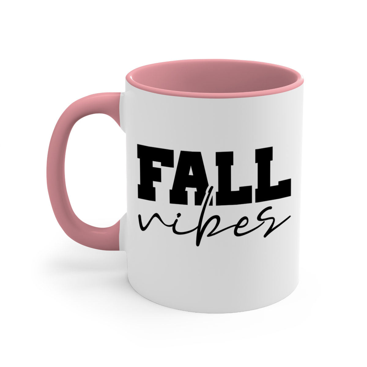 Fall Vibes 136# Mug featuring a two-tone design with a colored handle and glossy finish, available in multiple colors.