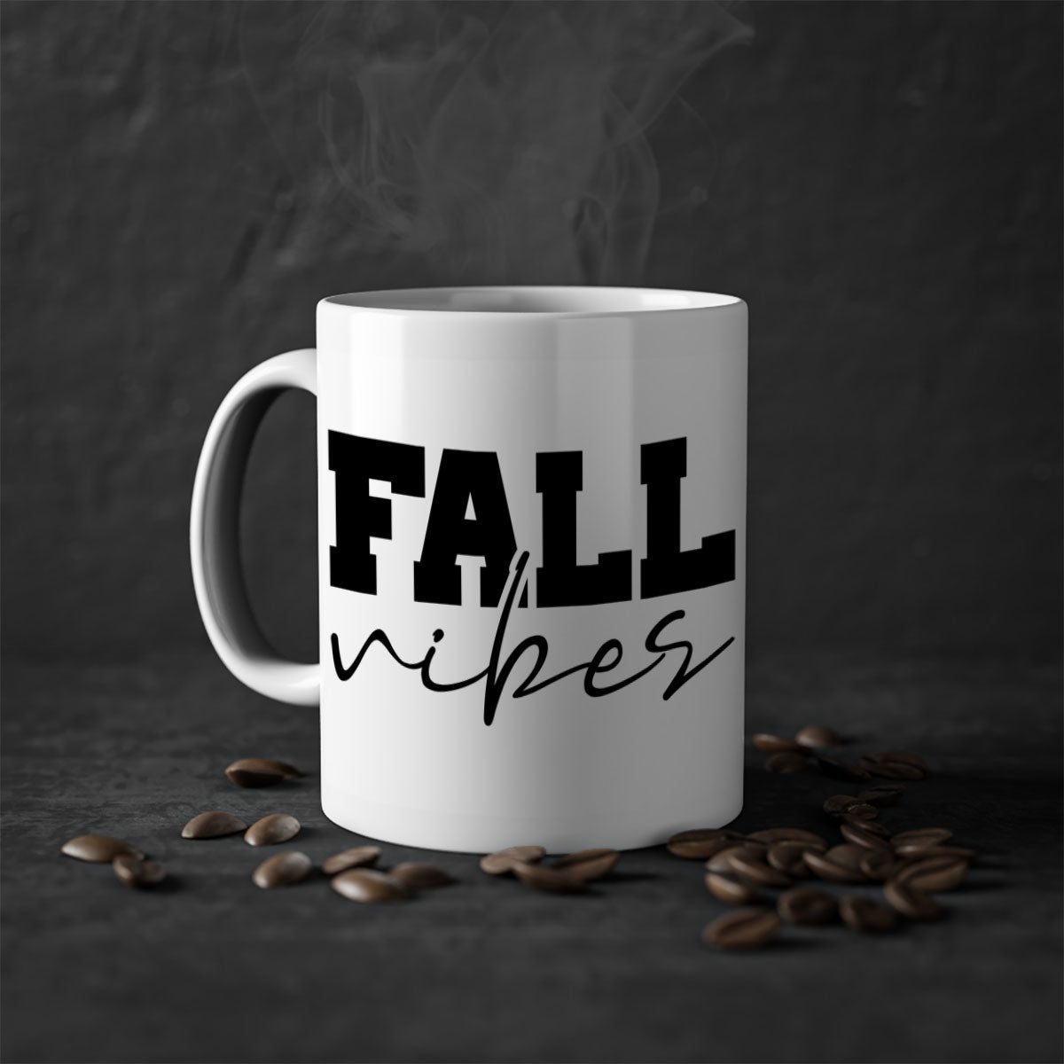 Fall Vibes 136# Mug featuring a two-tone design with a colored handle and glossy finish, available in multiple colors.