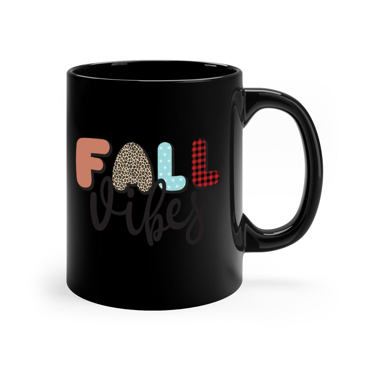 Fall Vibes 137# Mug featuring a glossy finish, colored handle, and interior, available in five vibrant colors.